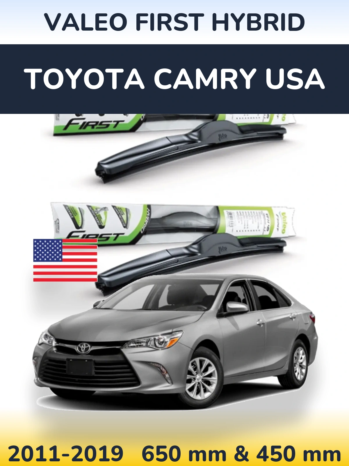 Комплект передних дворников Valeo First Hybrid 650 & 450 мм для Toyota Camry USA 2011-2019