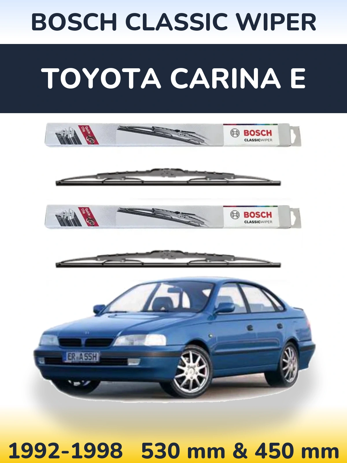 Komplet przednich wycieraczek BOSCH Classic Wiper 530 & 450 mm do Toyota Carina E 1992-1998
