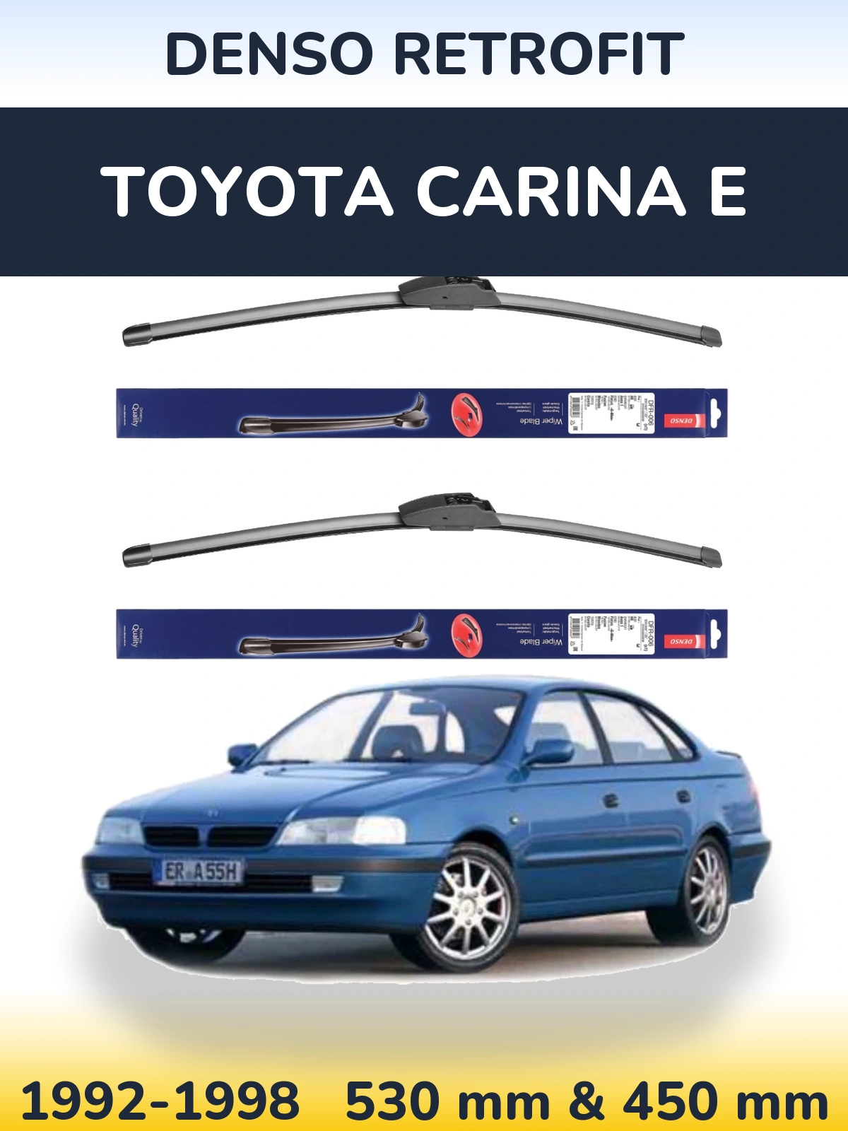 Komplet przednich wycieraczek Denso Retrofit 530 & 450 mm do Toyota Carina E 1992-1998