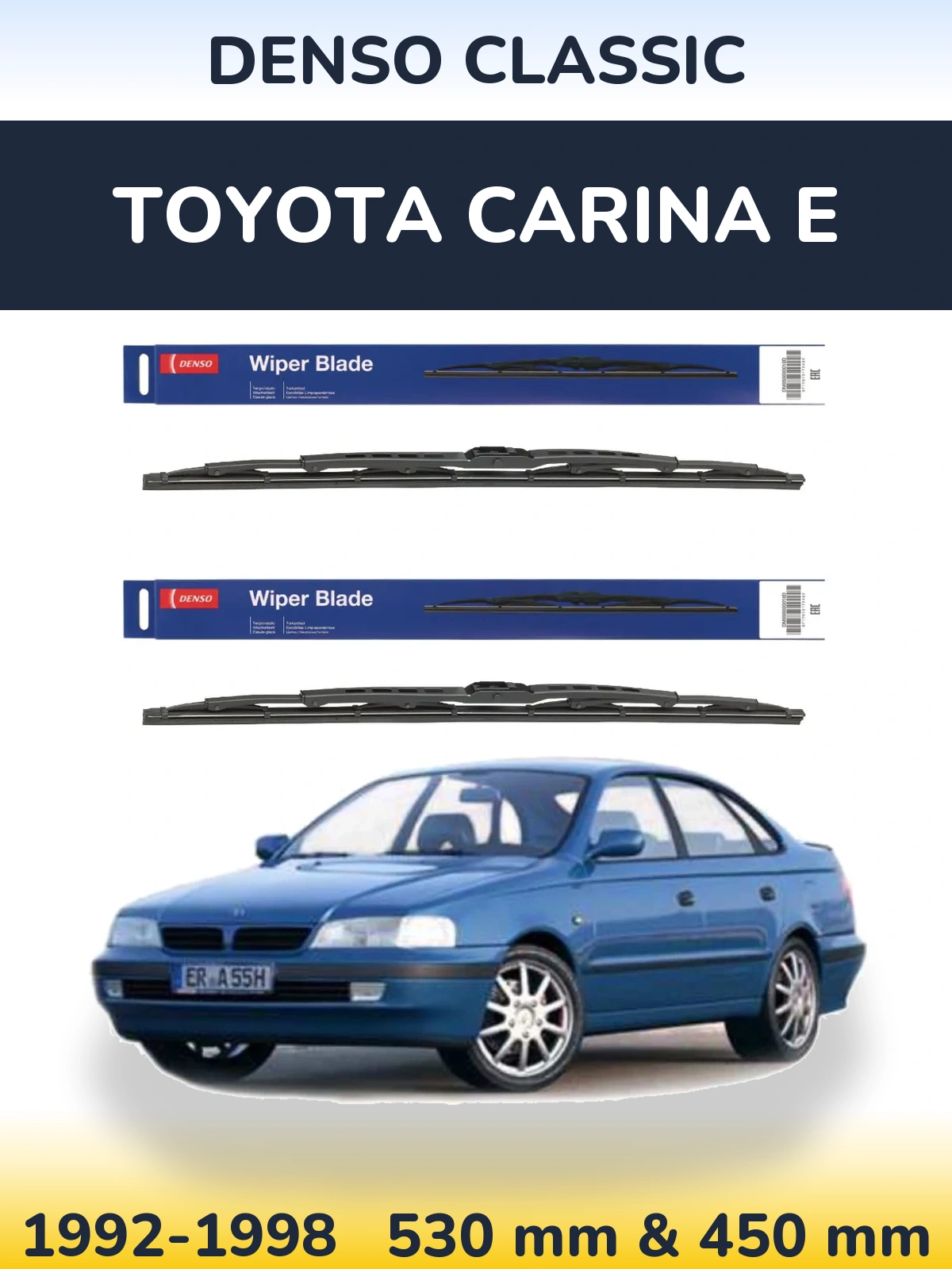 Komplet przednich wycieraczek Denso Classic 530 & 450 mm do Toyota Carina E 1992-1998