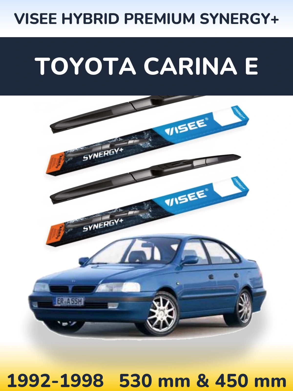 Комплект передних дворников VISEE HYBRID PREMIUM SYNERGY+ 530 & 450 мм для Toyota Carina E 1992-1998