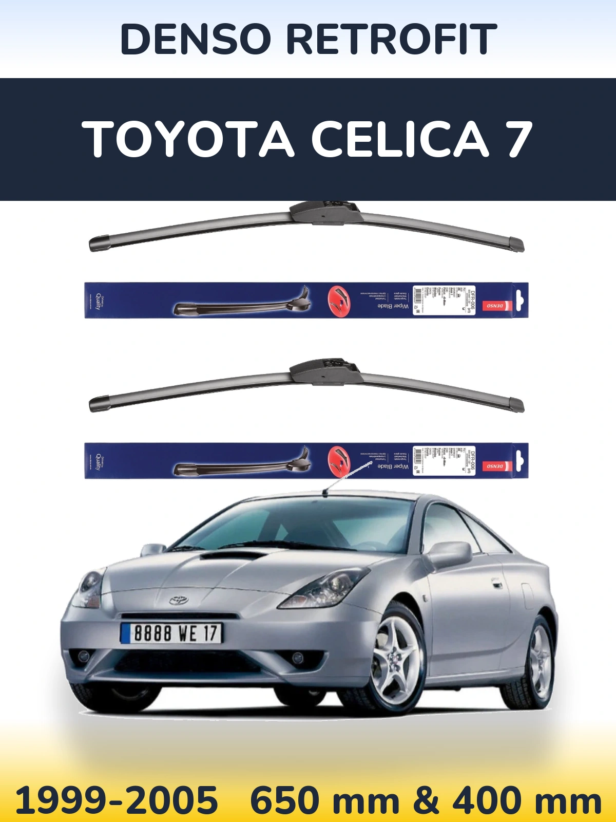 Комплект передних дворников Denso Retrofit 650 & 400 мм для Toyota Celica 7 1999-2005