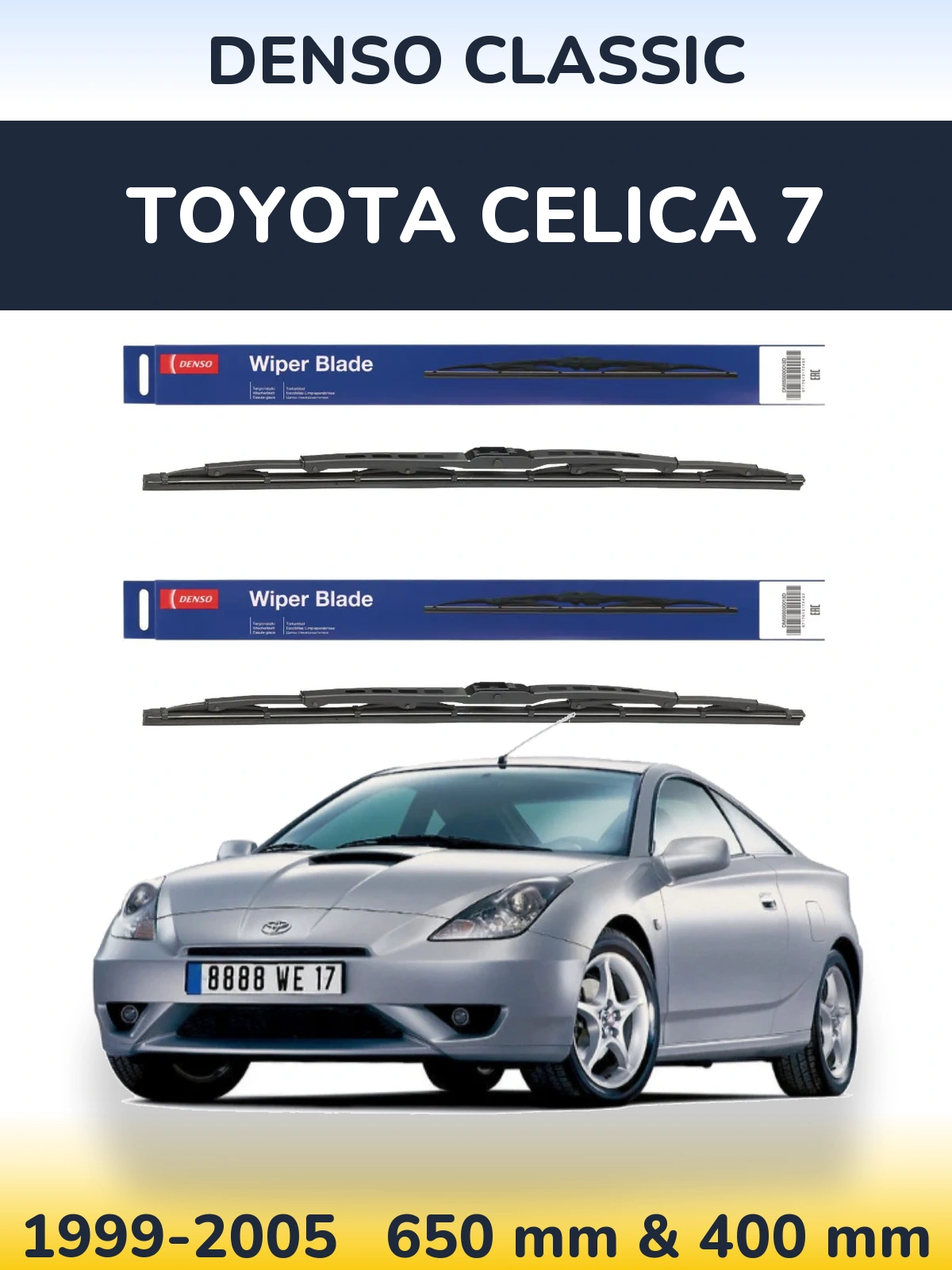 Комплект передних дворников Denso Classic 650 & 400 мм для Toyota Celica 7 1999-2005