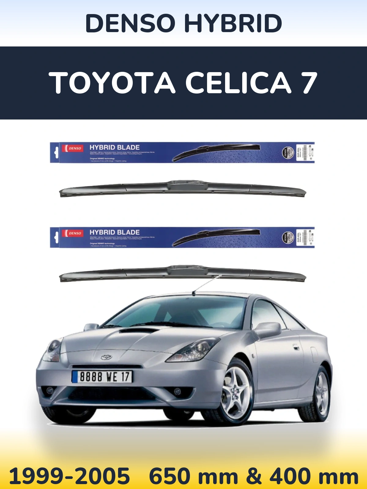 Комплект передних дворников Denso Hybrid 650 & 400 мм для Toyota Celica 7 1999-2005
