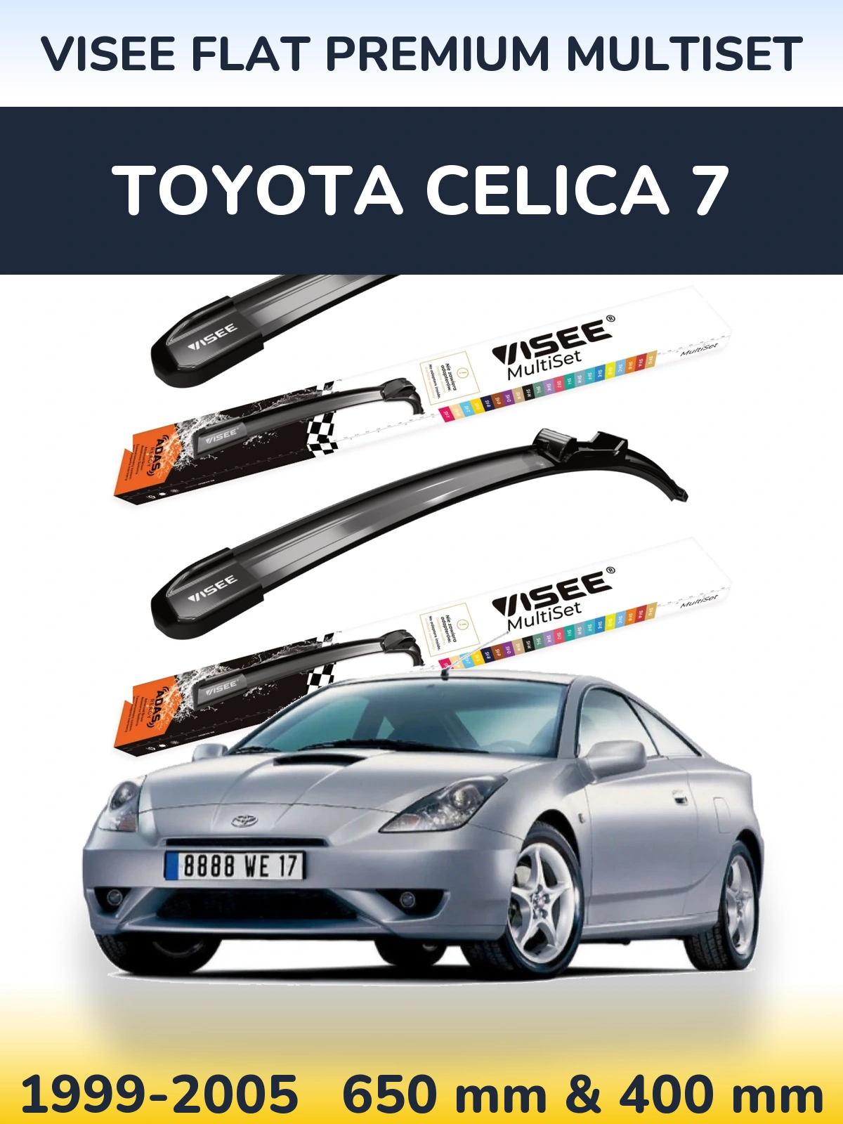 Komplet przednich wycieraczek VISEE FLAT PREMIUM MultiSet 650 & 400 mm do Toyota Celica 7 1999-2005