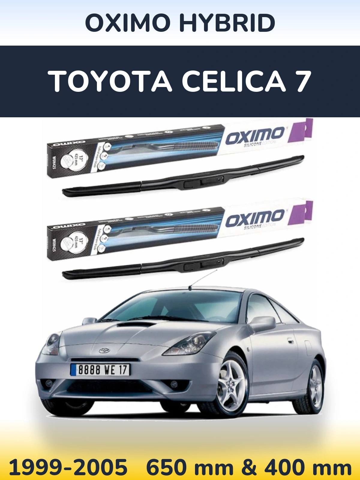 Komplet przednich wycieraczek Oximo Hybrid 650 & 400 mm do Toyota Celica 7 1999-2005