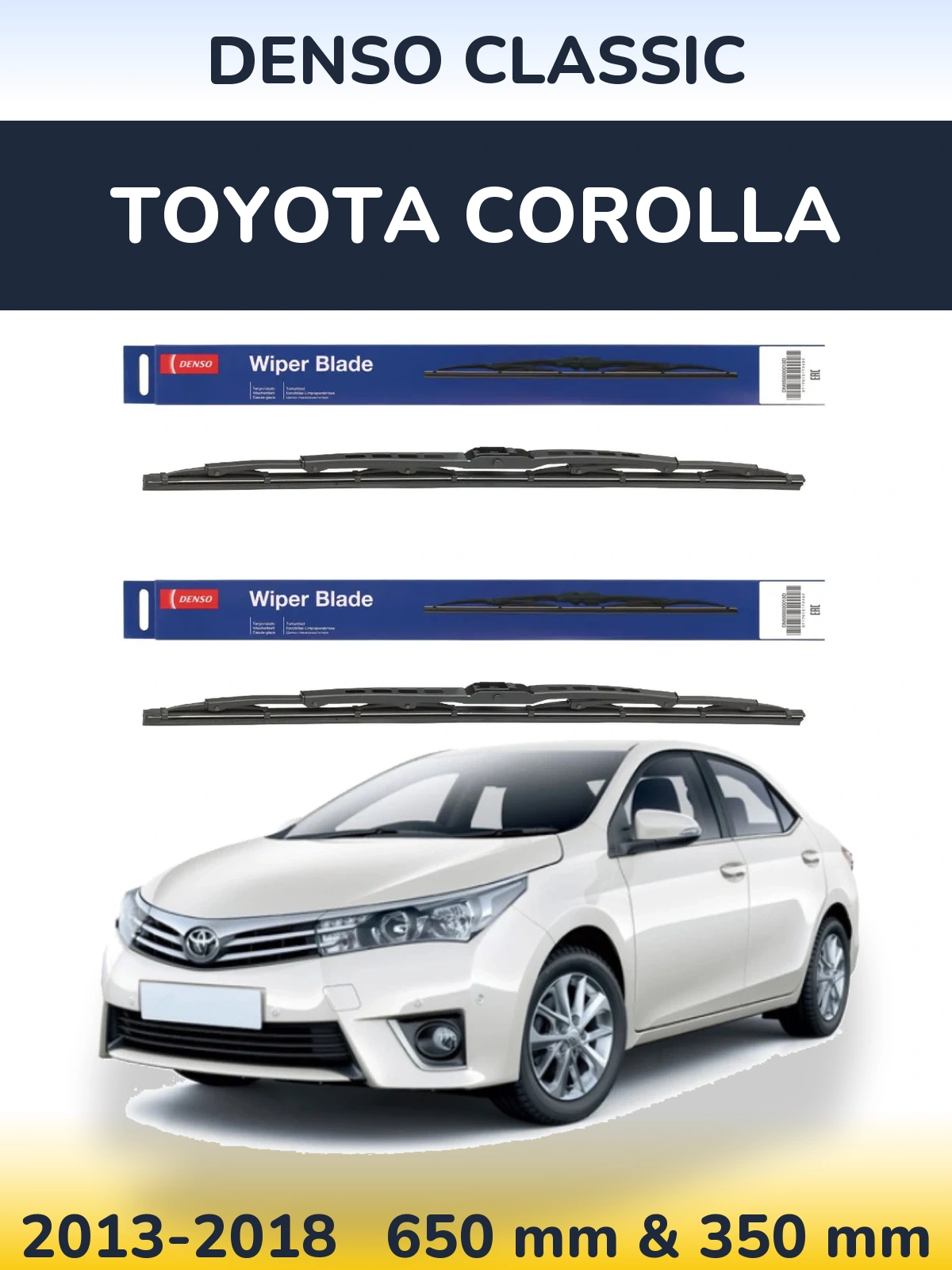 Komplet przednich wycieraczek Denso Classic 650 & 350 mm do Toyota Corolla 2013-2018