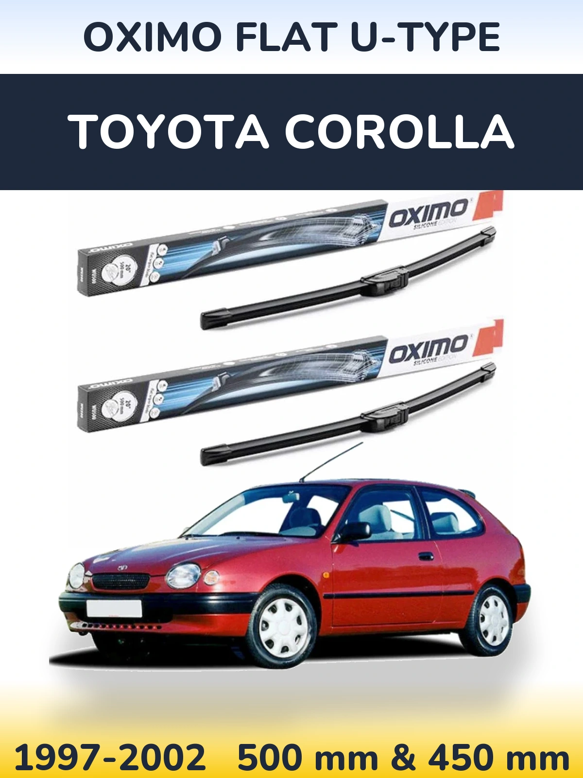 Komplet przednich wycieraczek Oximo Flat U-type 500 & 450 mm do Toyota Corolla 1997-2002