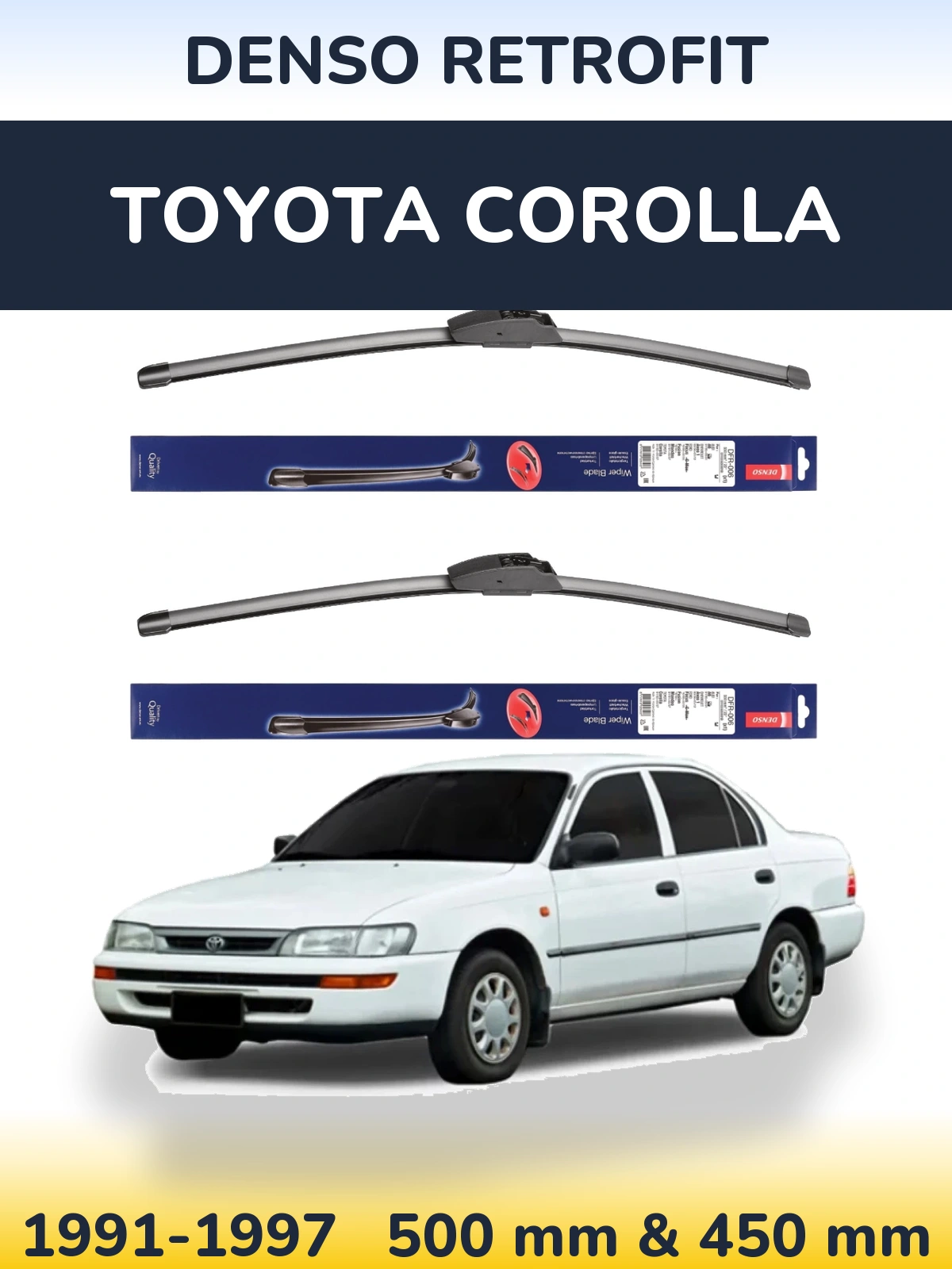 Комплект передних дворников Denso Retrofit 500 & 450 мм для Toyota Corolla 1991-1997