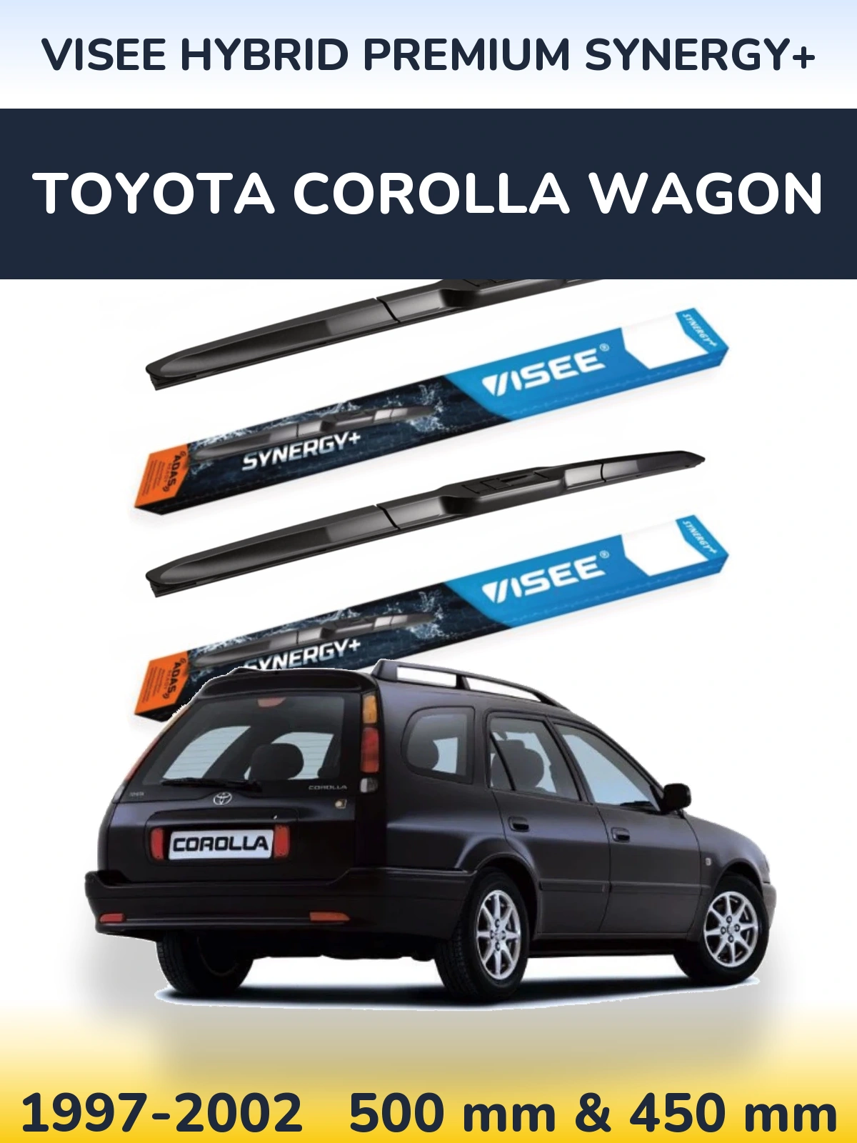 Komplet przednich wycieraczek VISEE HYBRID PREMIUM SYNERGY+ 500 & 450 mm do Toyota Corolla Wagon 1997-2002