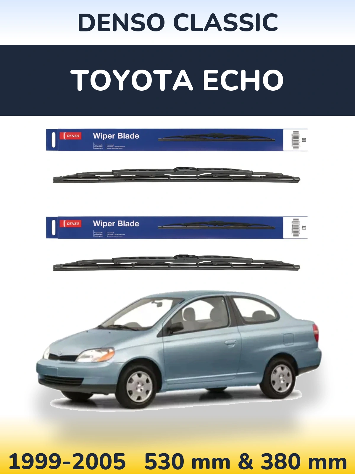 Komplet przednich wycieraczek Denso Classic 530 & 380 mm do Toyota Echo 1999-2005