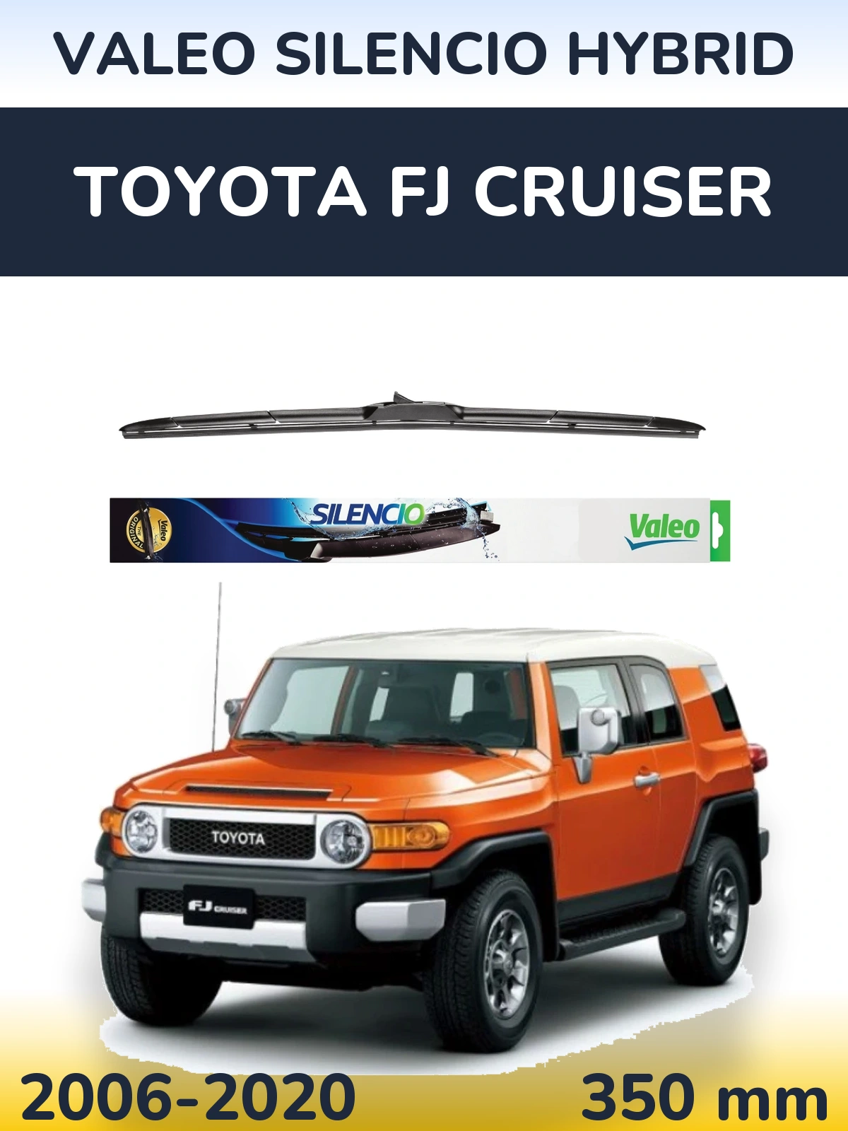 Передний дворник Valeo Silencio Hybrid 350 мм для Toyota FJ Cruiser 2006-2020