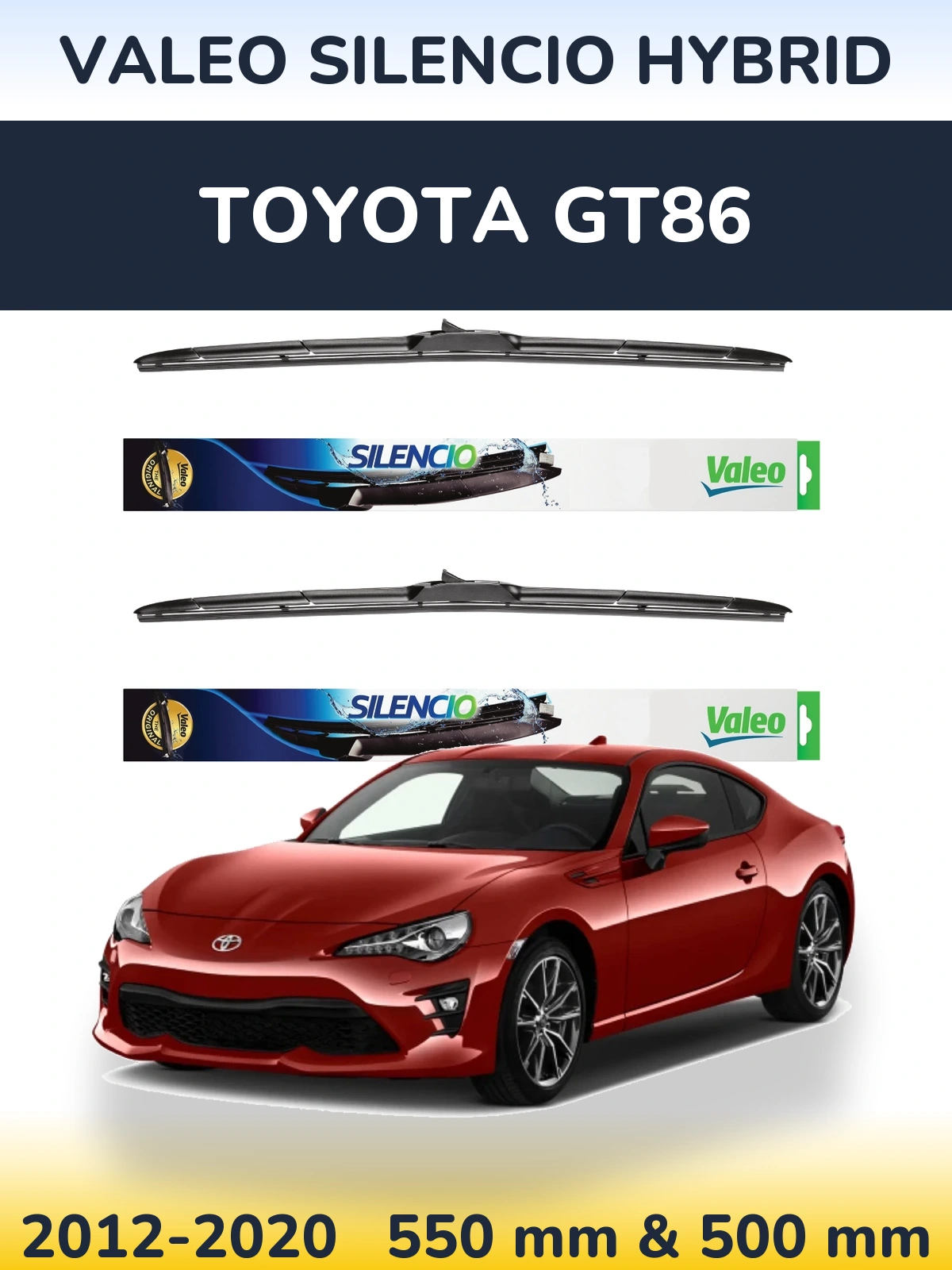 Комплект передних дворников Valeo Silencio Hybrid 550 & 500 мм для Toyota GT86 2012-2020