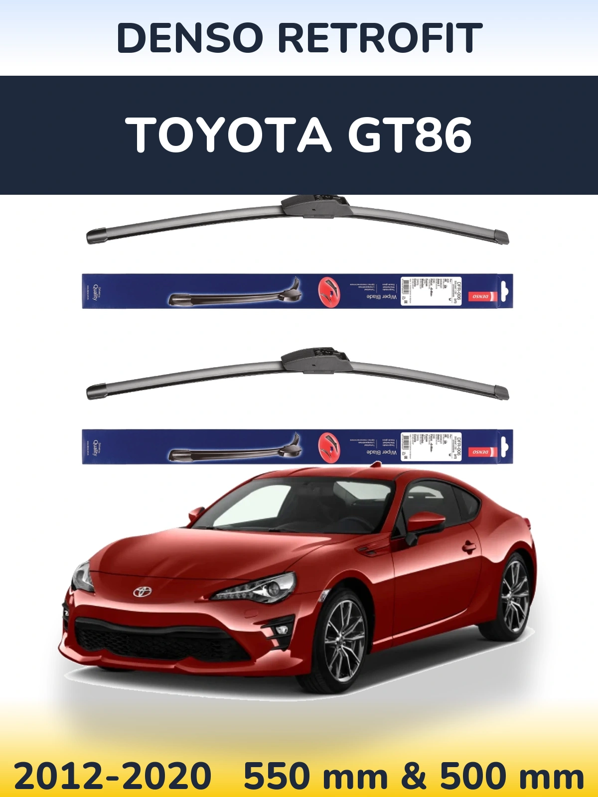 Komplet przednich wycieraczek Denso Retrofit 550 & 500 mm do Toyota GT86 2012-2020