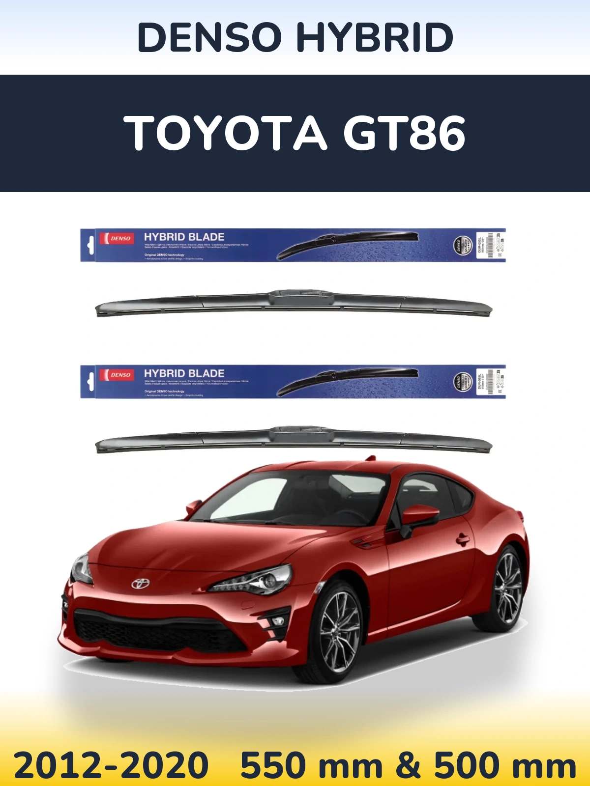 Komplet przednich wycieraczek Denso Hybrid 550 & 500 mm do Toyota GT86 2012-2020