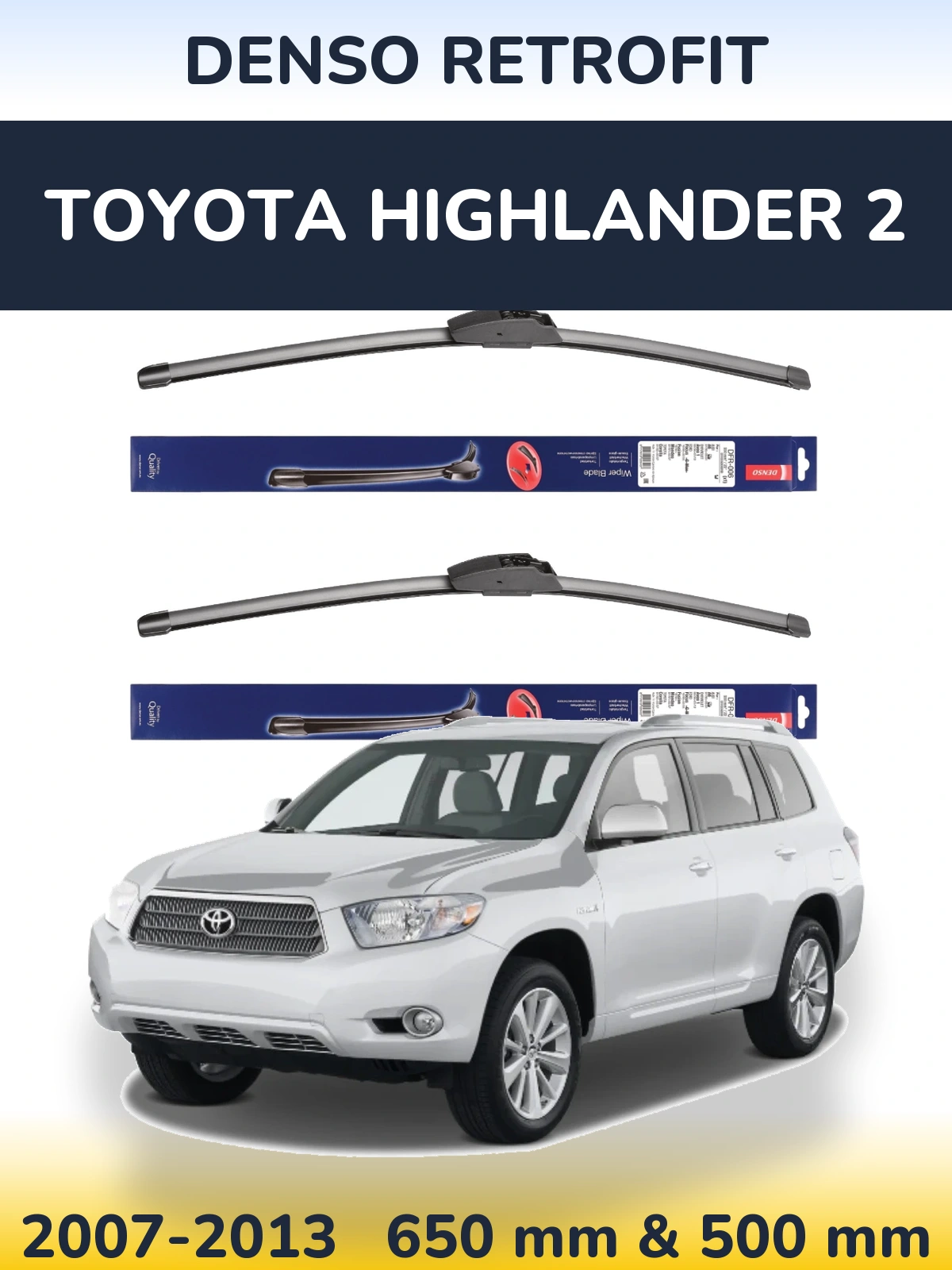 Komplet przednich wycieraczek Denso Retrofit 650 & 500 mm do Toyota Highlander 2 2007-2013