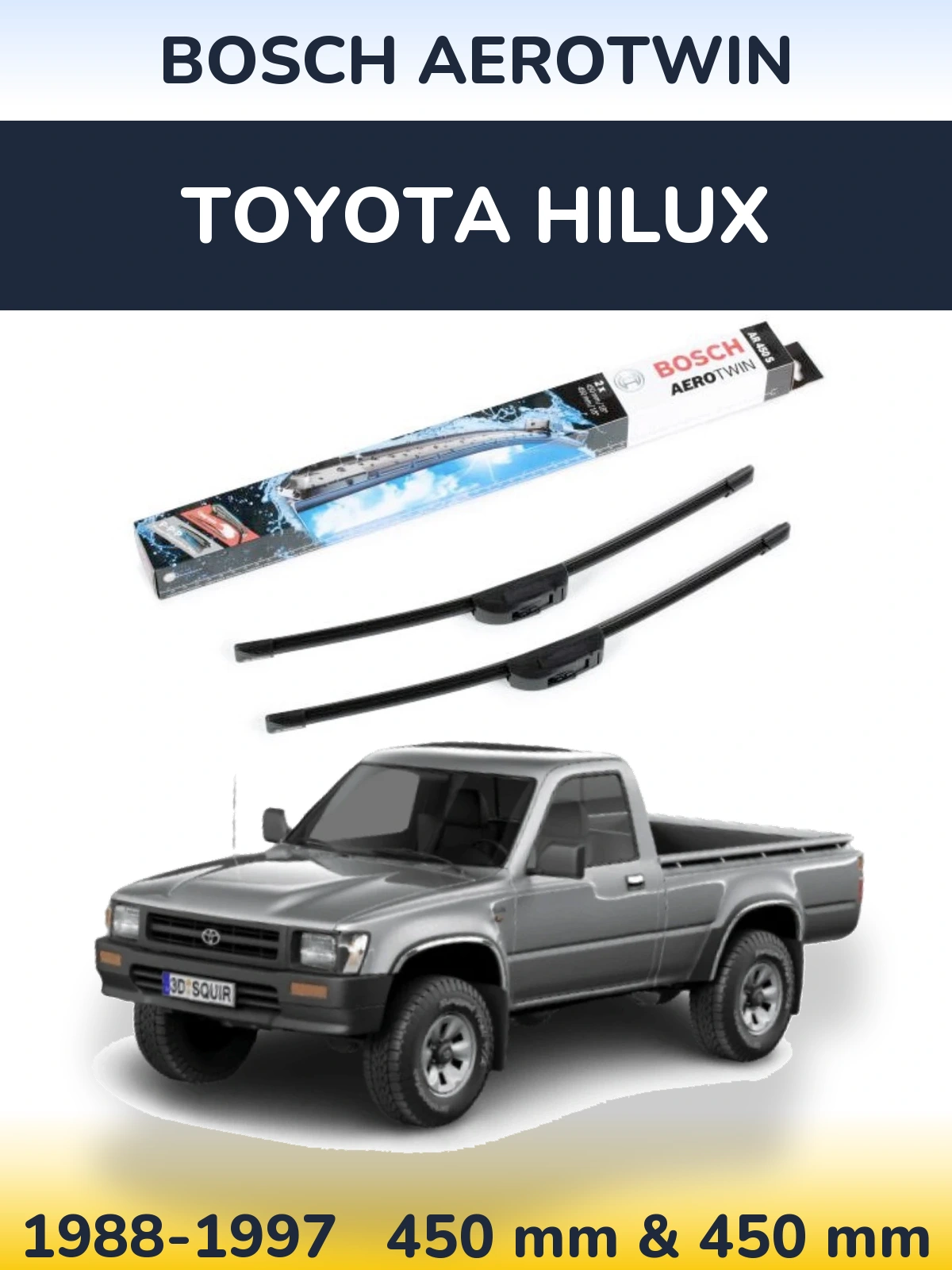 Komplet przednich wycieraczek BOSCH AeroTwin 450 & 450 mm do Toyota Hilux 1988-1997