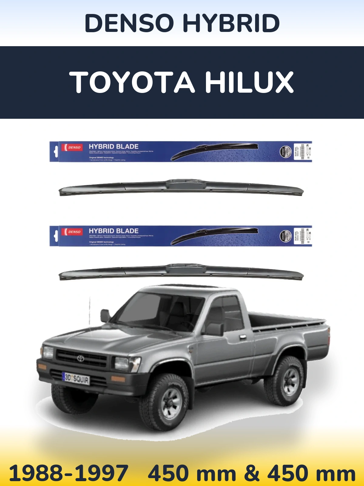 Komplet przednich wycieraczek Denso Hybrid 450 & 450 mm do Toyota Hilux 1988-1997