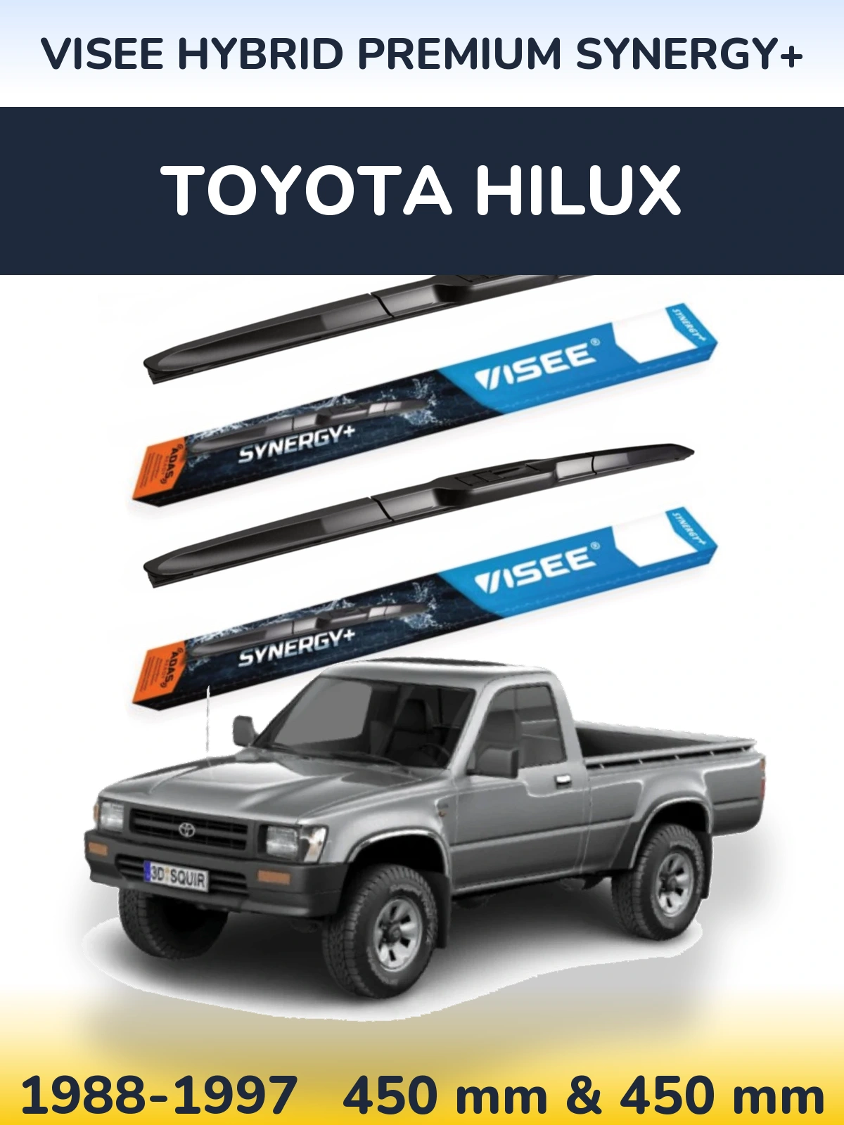 Komplet przednich wycieraczek VISEE HYBRID PREMIUM SYNERGY+ 450 & 450 mm do Toyota Hilux 1988-1997