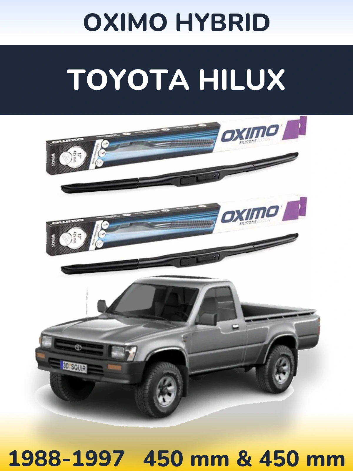 Komplet przednich wycieraczek Oximo Hybrid 450 & 450 mm do Toyota Hilux 1988-1997