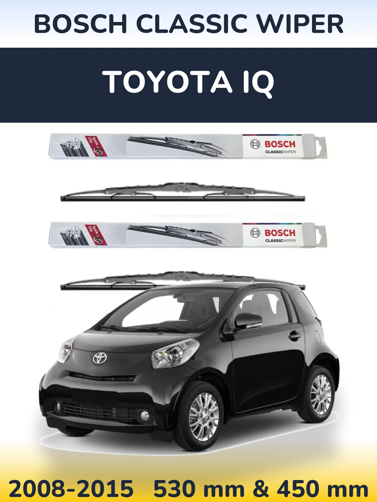 Комплект передних дворников BOSCH Classic Wiper 530 & 450 мм для Toyota iQ 2008-2015