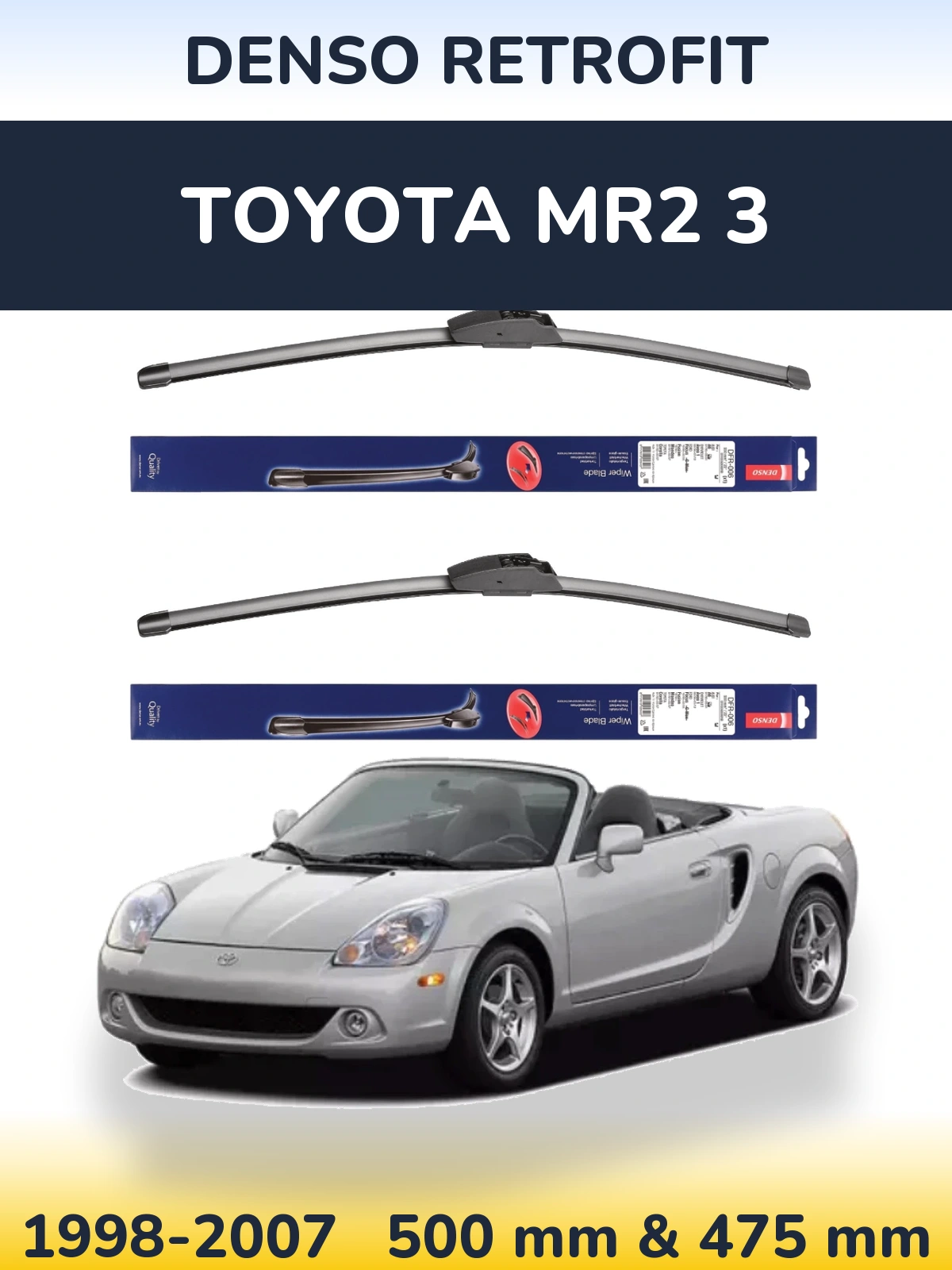 Комплект передних дворников Denso Retrofit 500 & 475 мм для Toyota MR2 3 1998-2007
