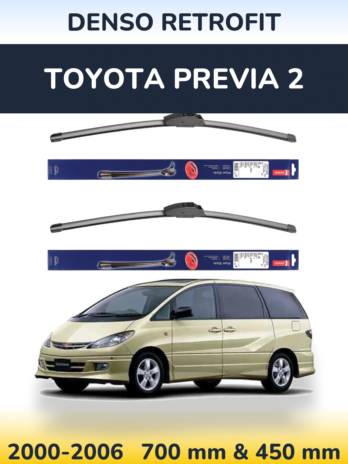 Комплект передних дворников Denso Retrofit 700 & 450 мм для Toyota Previa 2 2000-2006