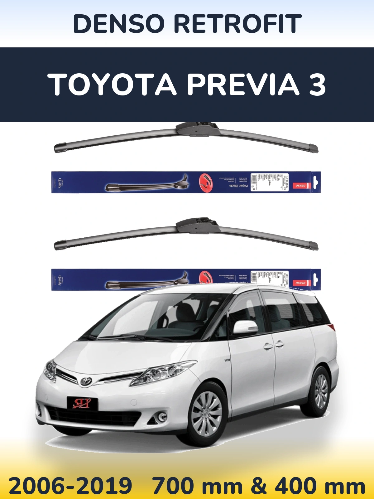 Komplet przednich wycieraczek Denso Retrofit 700 & 400 mm do Toyota Previa 3 2006-2019