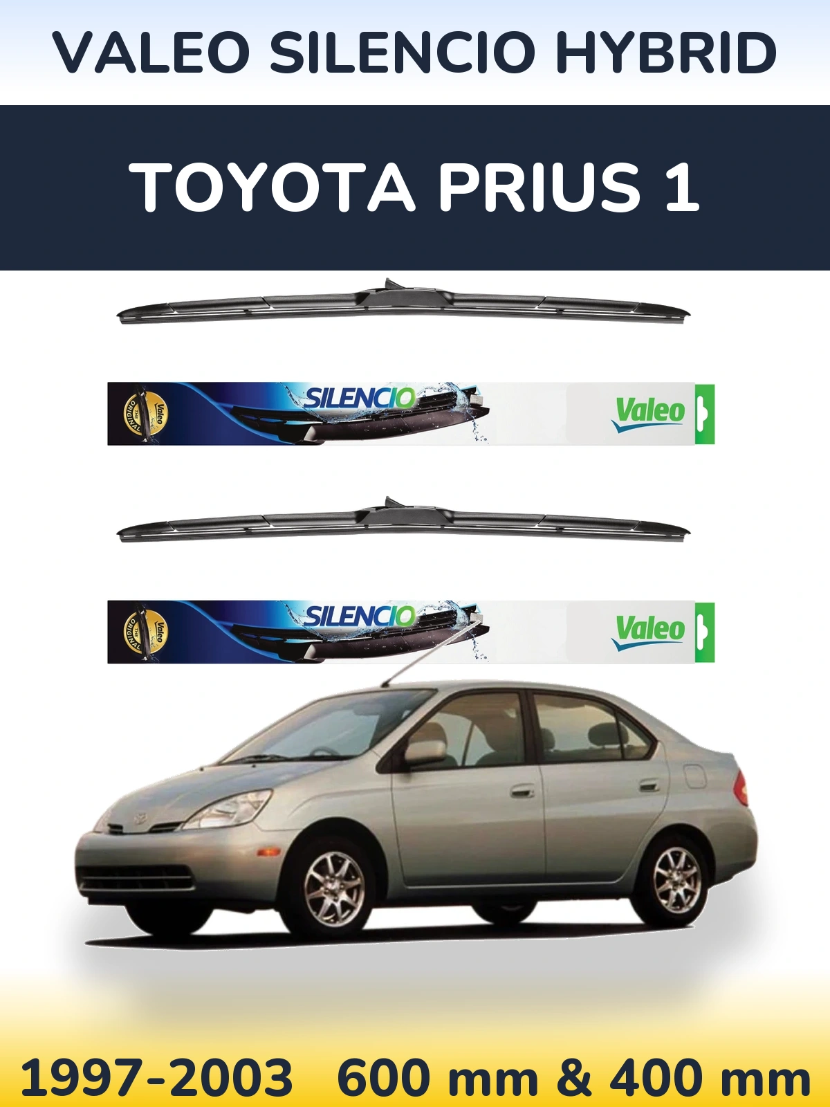 Komplet przednich wycieraczek Valeo Silencio Hybrid 600 & 400 mm do Toyota Prius 1 1997-2003