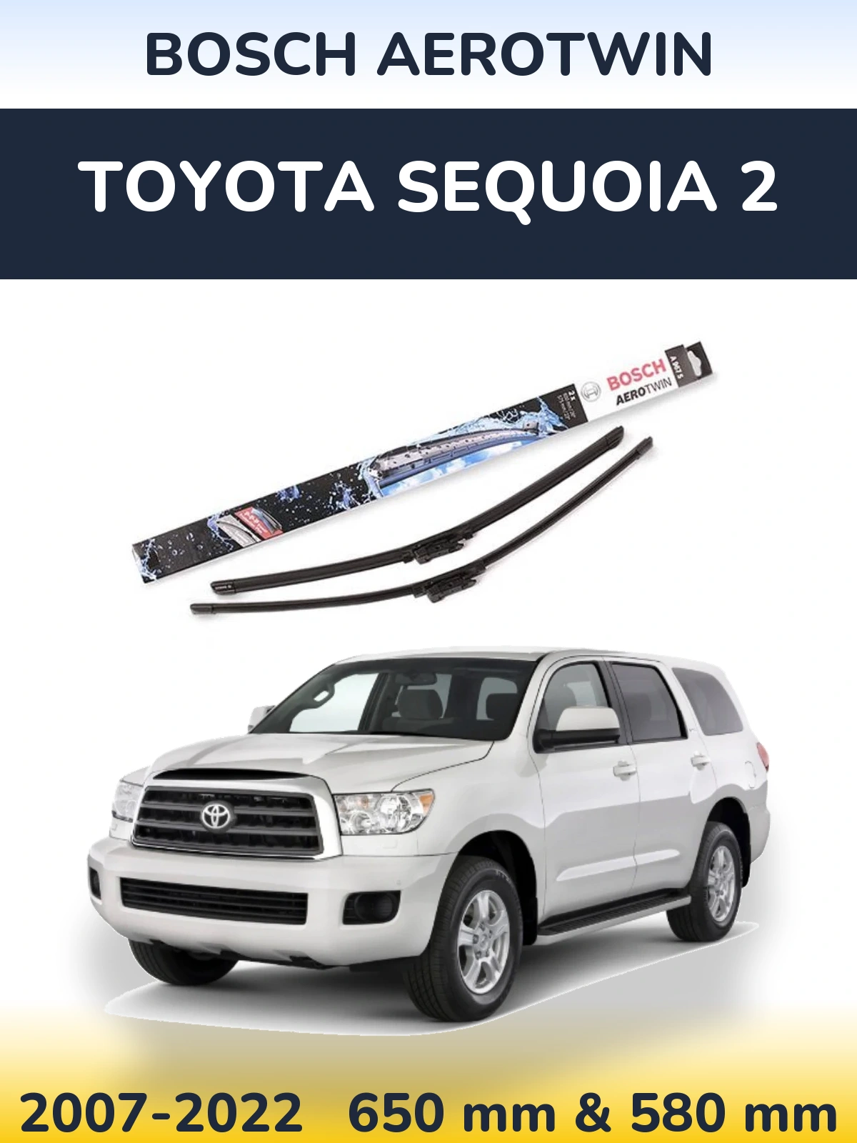 Komplet przednich wycieraczek BOSCH AeroTwin 650 & 580 mm do Toyota Sequoia 2 2007-2022