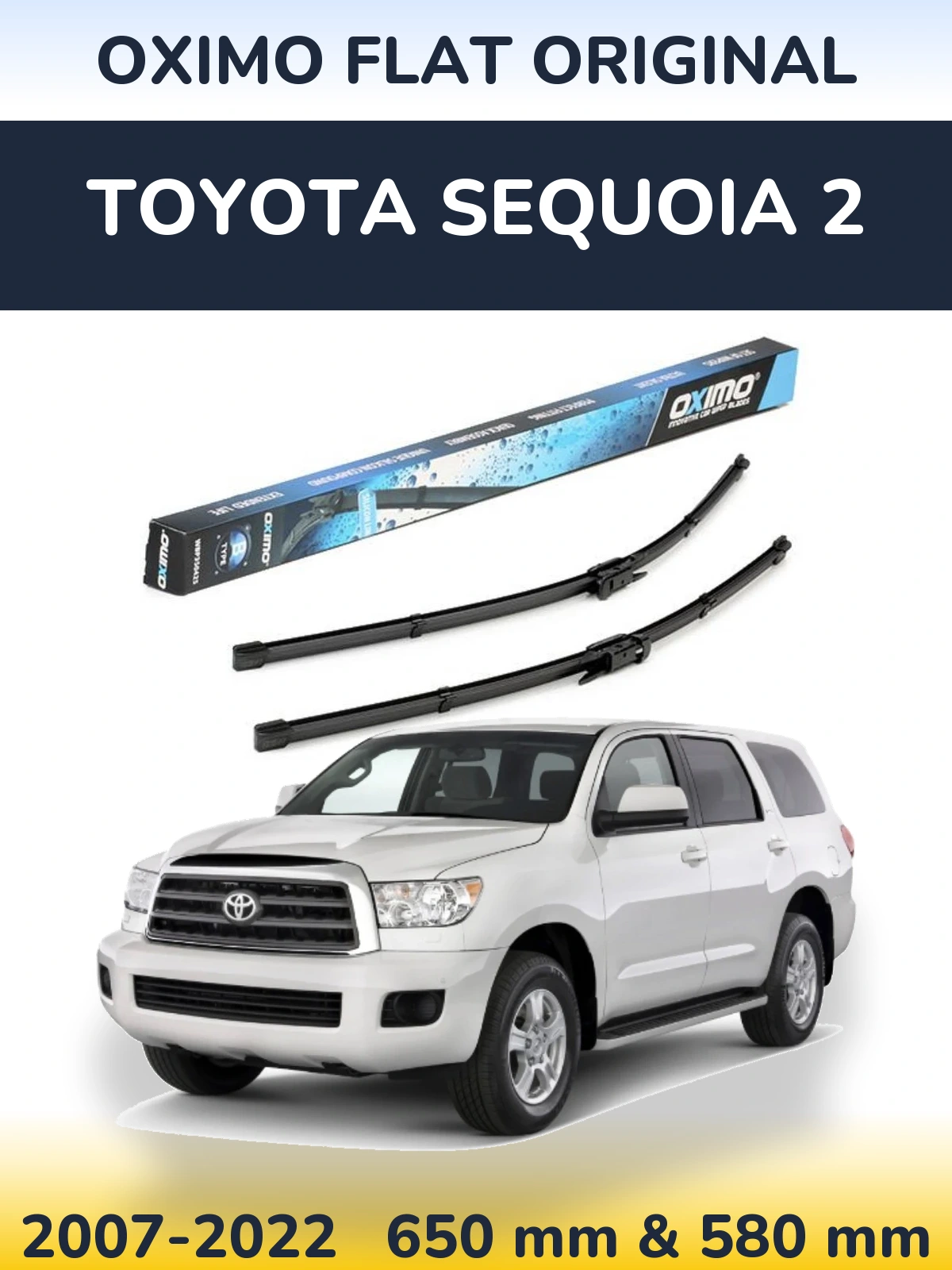 Комплект передних дворников Oximo Flat Original 650 & 580 мм для Toyota Sequoia 2 2007-2022