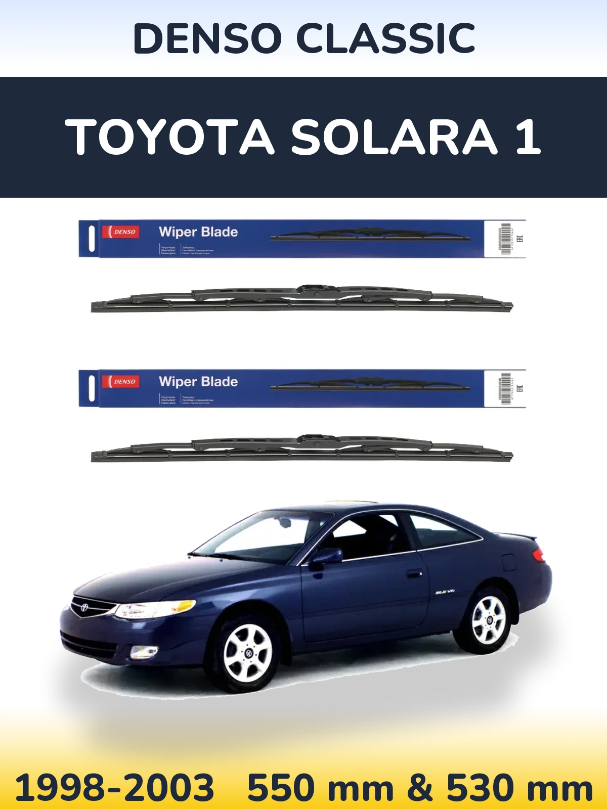 Komplet przednich wycieraczek Denso Classic 550 & 530 mm do Toyota Solara 1 1998-2003