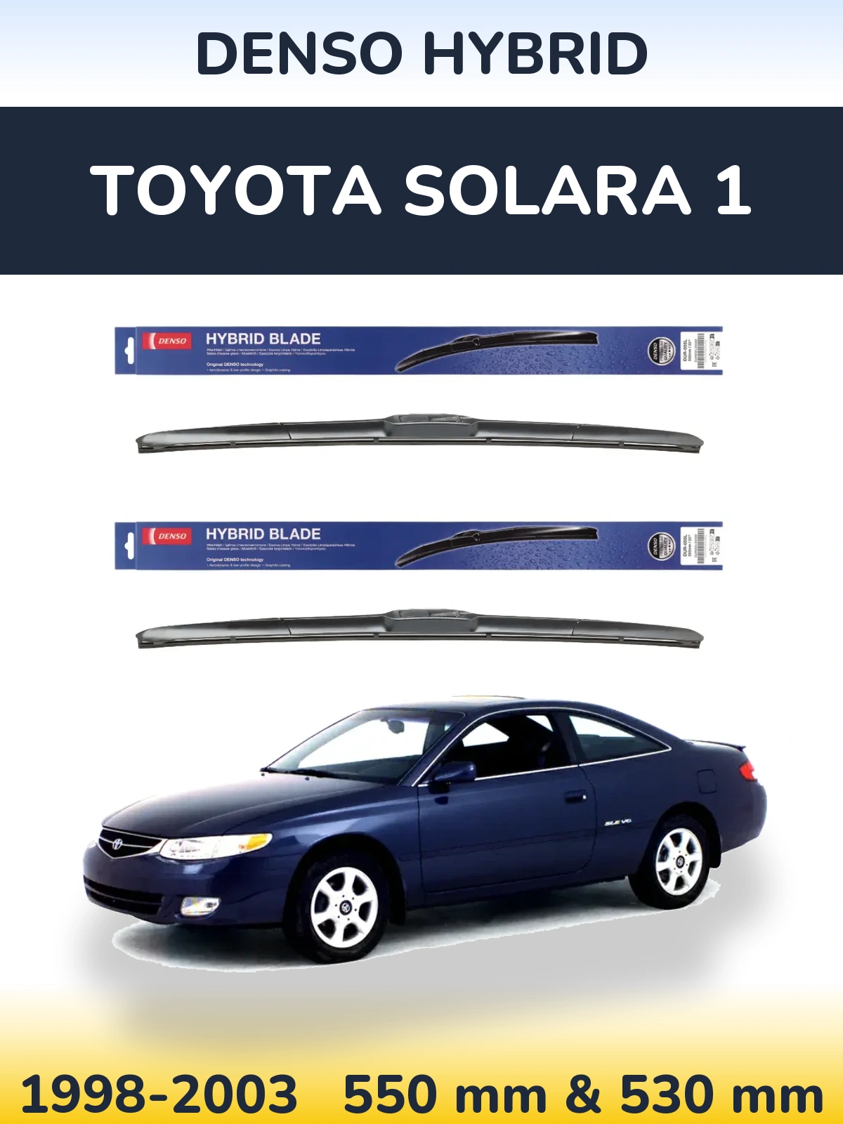 Komplet przednich wycieraczek Denso Hybrid 550 & 530 mm do Toyota Solara 1 1998-2003