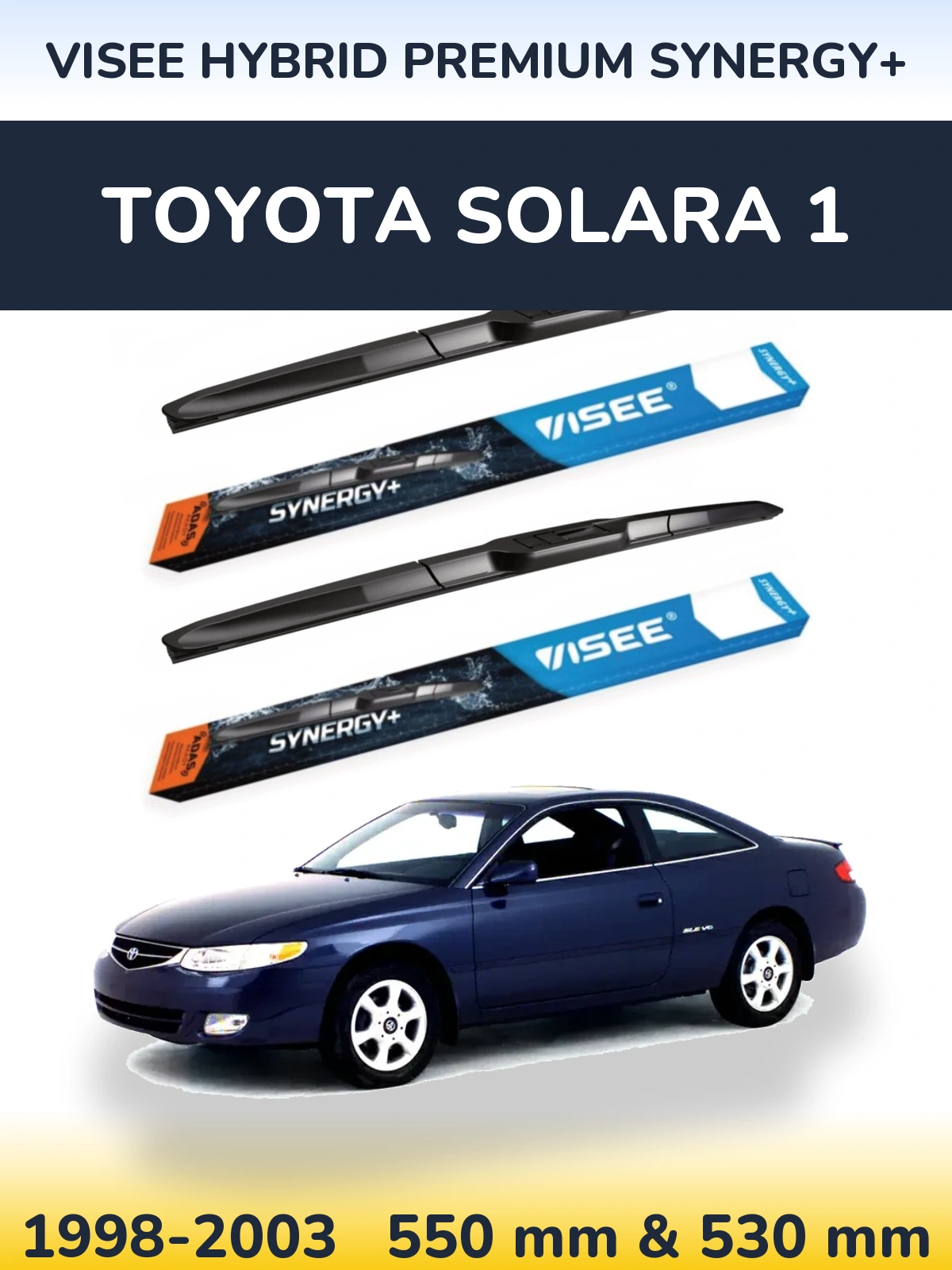 Komplet przednich wycieraczek VISEE HYBRID PREMIUM SYNERGY+ 550 & 530 mm do Toyota Solara 1 1998-2003