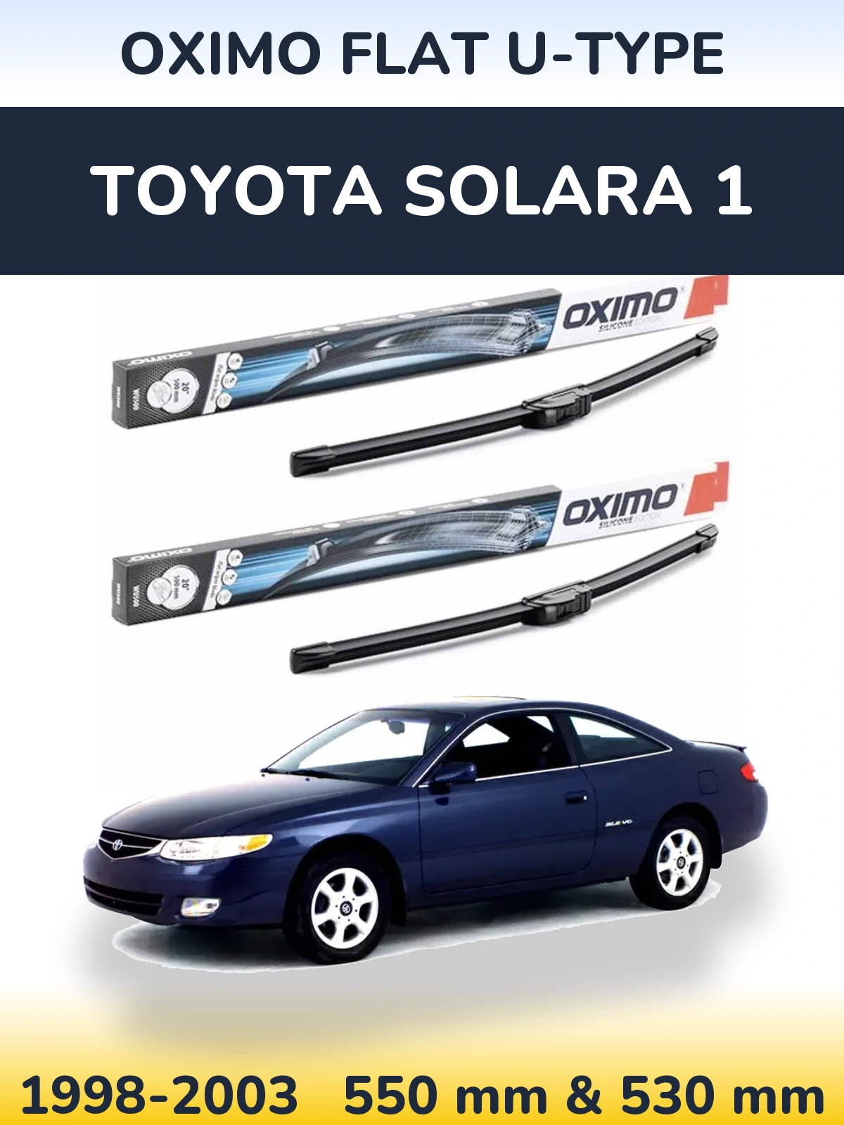 Комплект передних дворников Oximo Flat U-type 550 & 530 мм для Toyota Solara 1 1998-2003