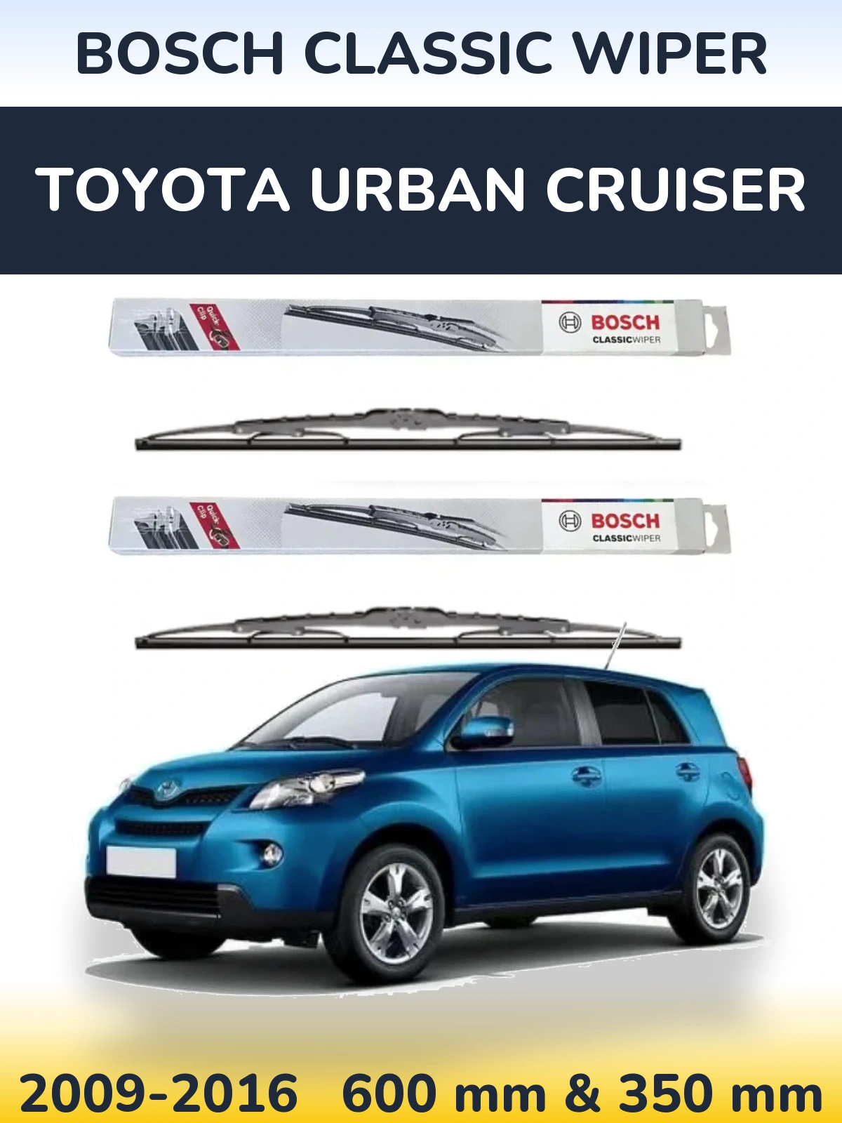 Komplet przednich wycieraczek BOSCH Classic Wiper 600 & 340 mm do Toyota Urban Cruiser 2009-2016
