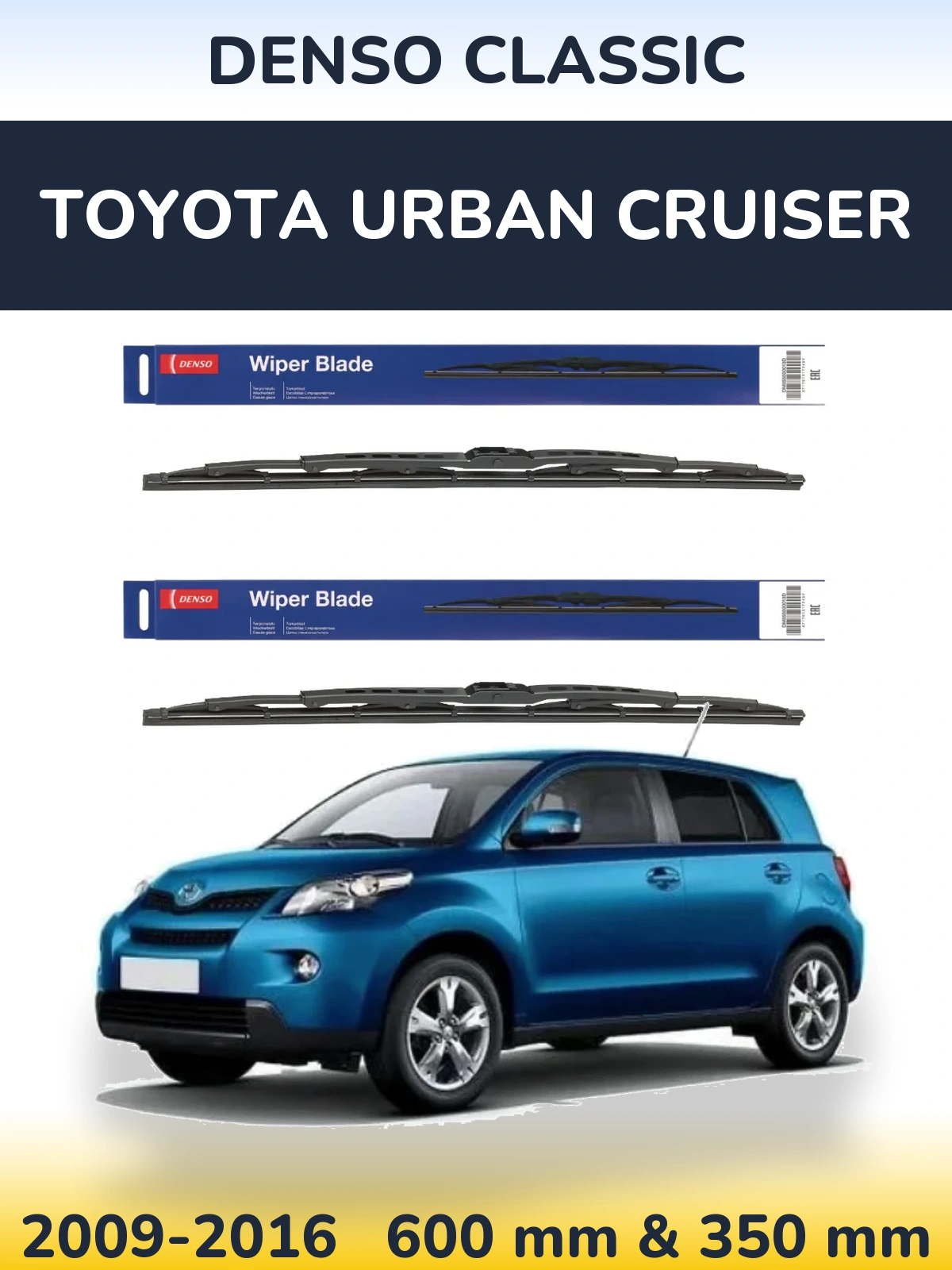 Komplet przednich wycieraczek Denso Classic 600 & 350 mm do Toyota Urban Cruiser 2009-2016