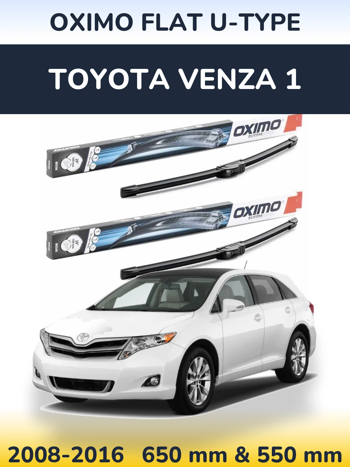 Комплект передних дворников Oximo Flat U-type 650 & 550 мм для Toyota Venza 1 2008-2016