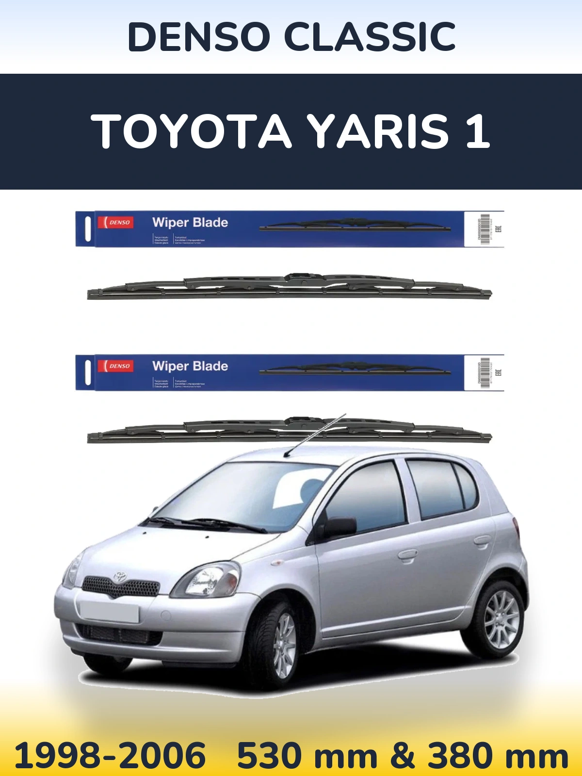 Komplet przednich wycieraczek Denso Classic 530 & 380 mm do Toyota Yaris 1 1998-2006