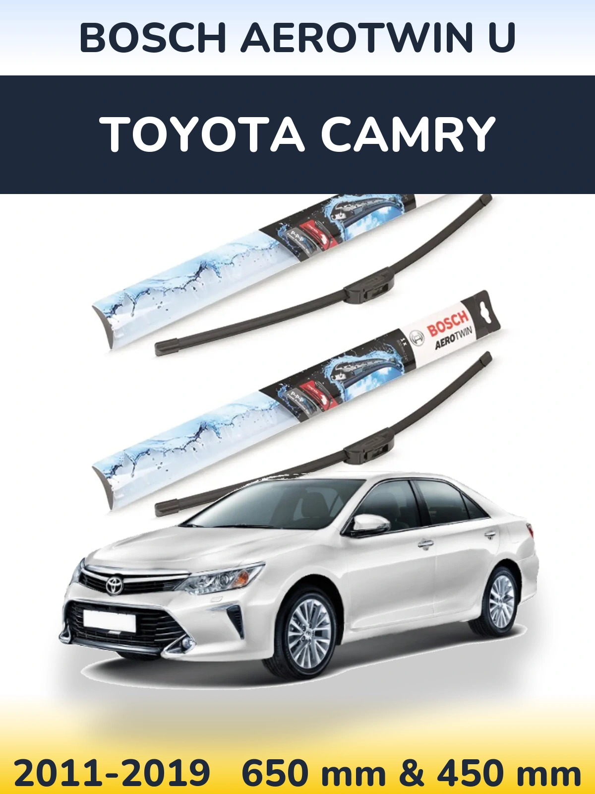 Komplet przednich wycieraczek BOSCH AeroTwin U 650 & 450 mm do Toyota Camry 2011-2019