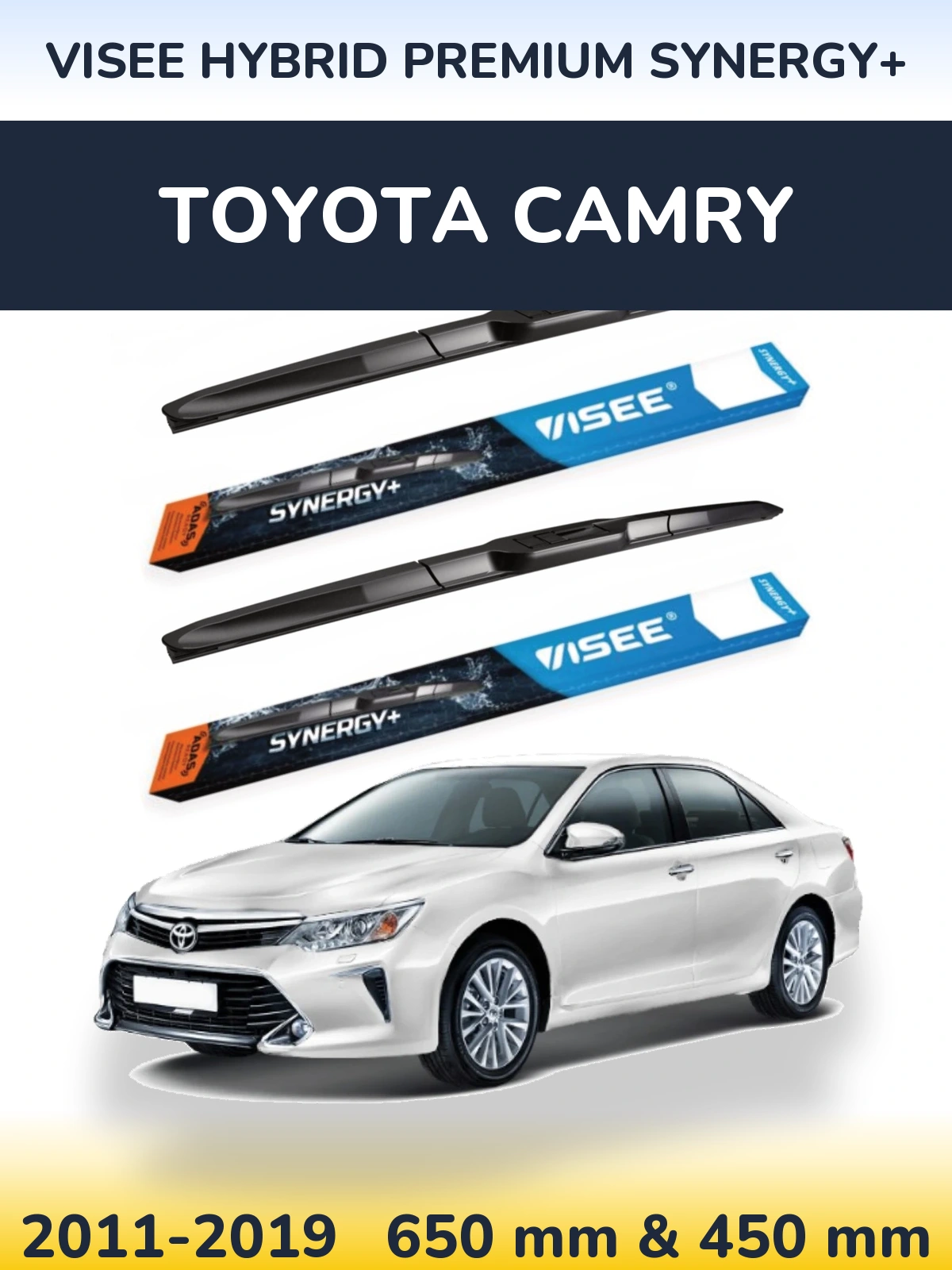 Komplet przednich wycieraczek VISEE HYBRID PREMIUM SYNERGY+ 650 & 450 mm do Toyota Camry 2011-2019