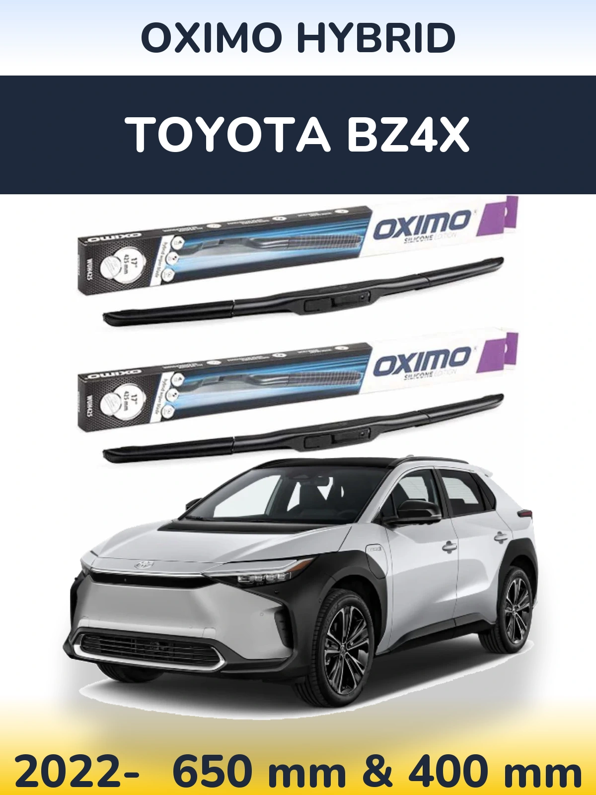 Комплект передних дворников Oximo Hybrid 650 & 400 мм для Toyota bZ4X 2022-2026
