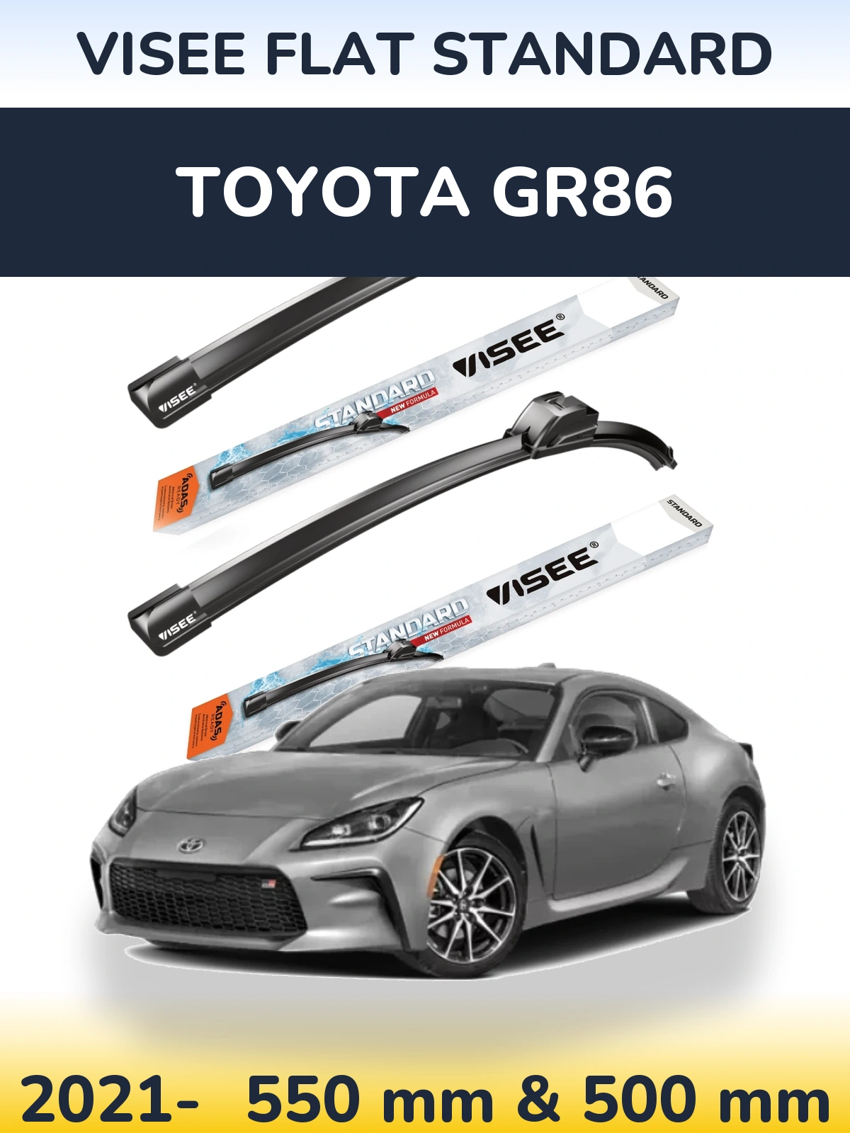 Komplet przednich wycieraczek VISEE FLAT STANDARD 550 & 500 mm do Toyota GR86 2021-2026