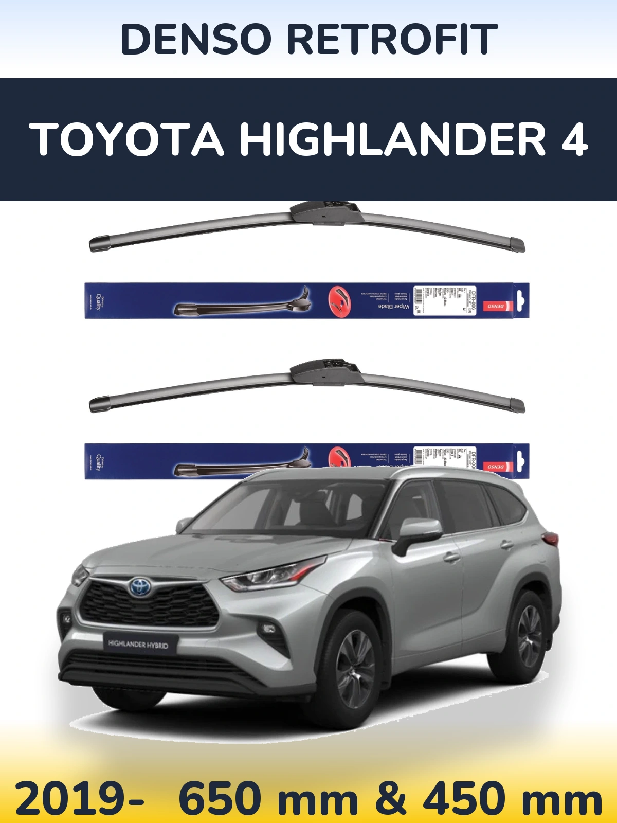 Komplet przednich wycieraczek Denso Retrofit 650 & 450 mm do Toyota Highlander 4 2019-2026