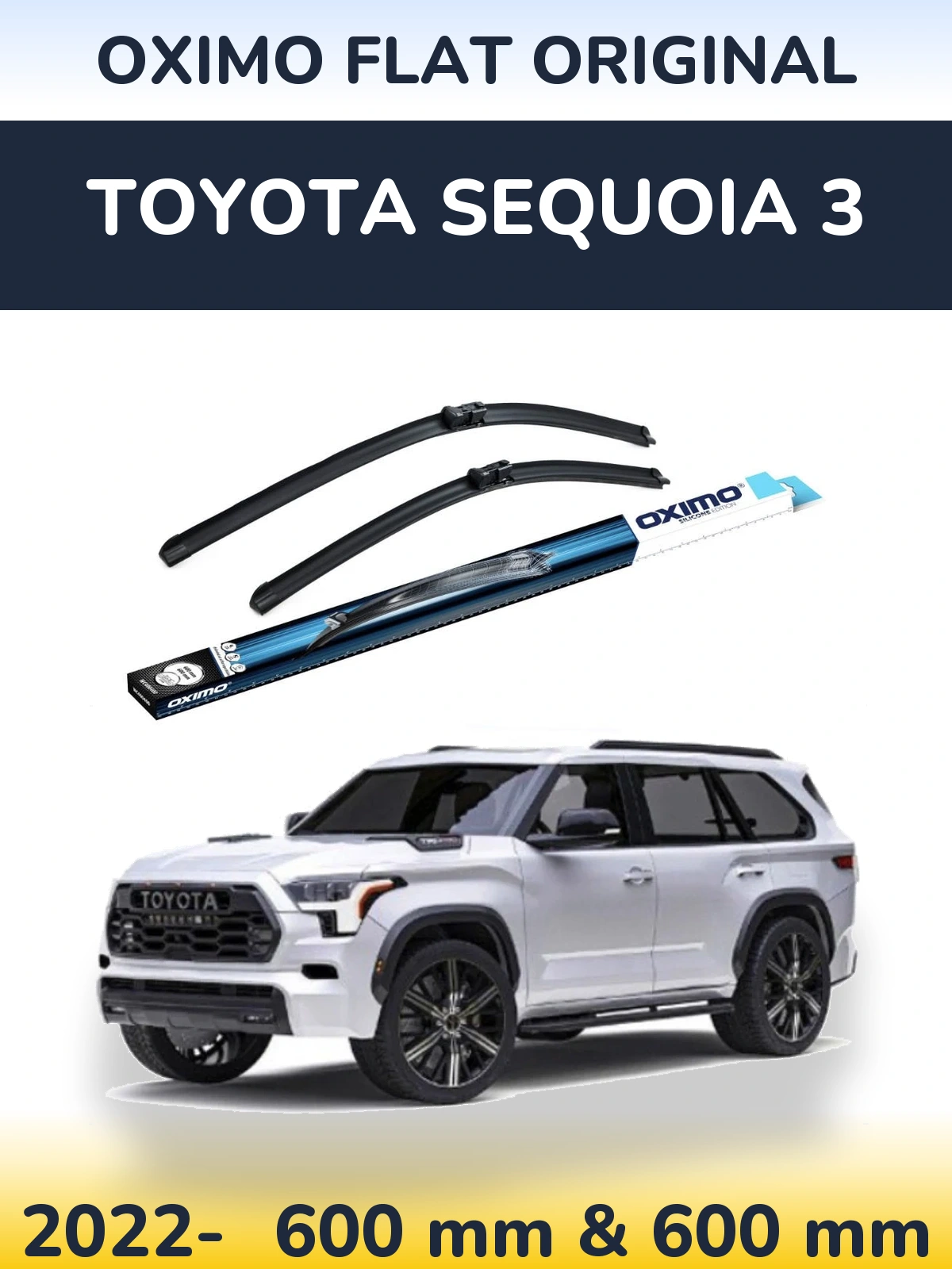 Комплект передних дворников Oximo Flat Original 600 & 600 мм для Toyota Sequoia 3 2022-2026