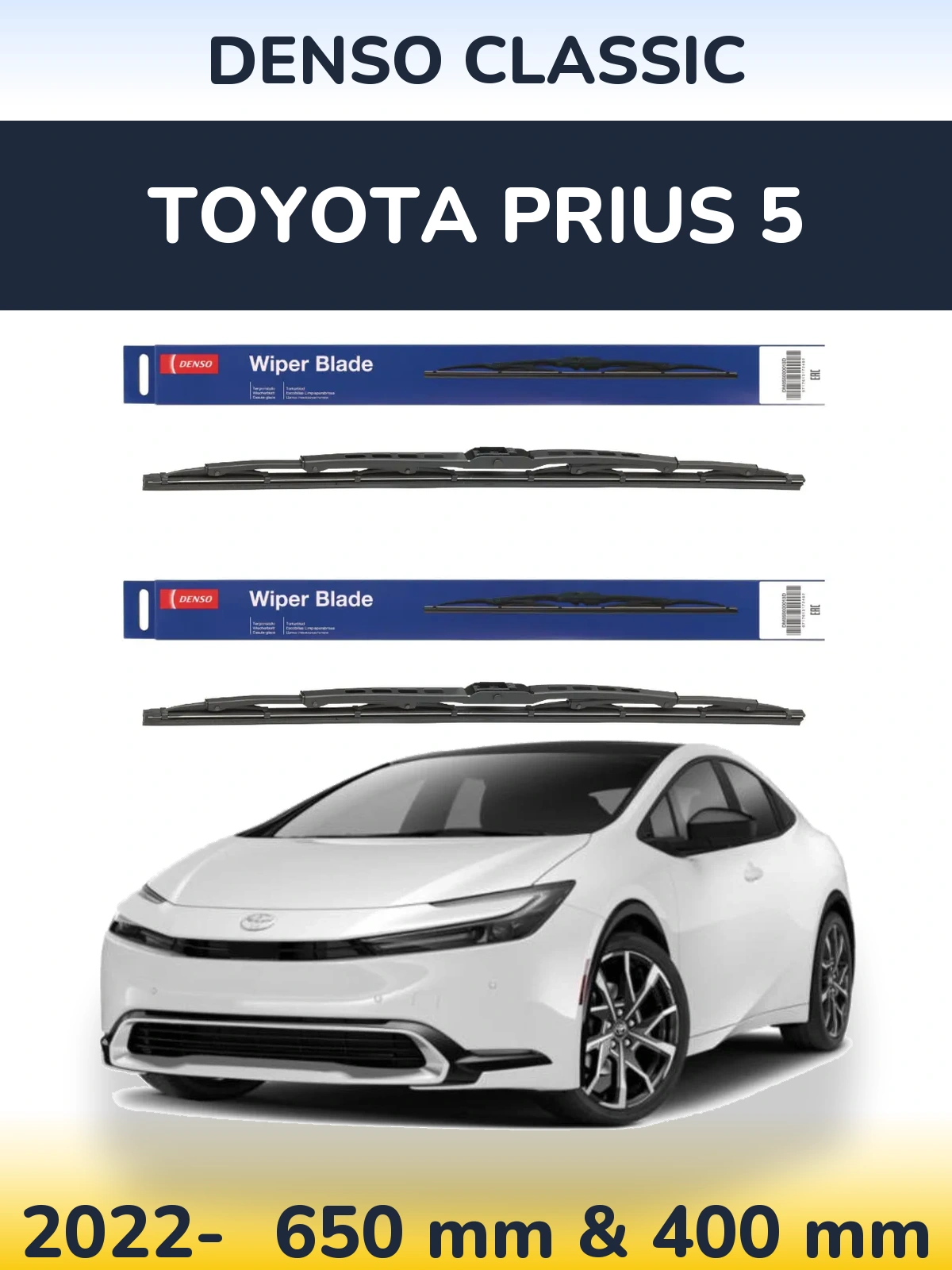 Komplet przednich wycieraczek Denso Classic 650 & 400 mm do Toyota Prius 5 2022-2026