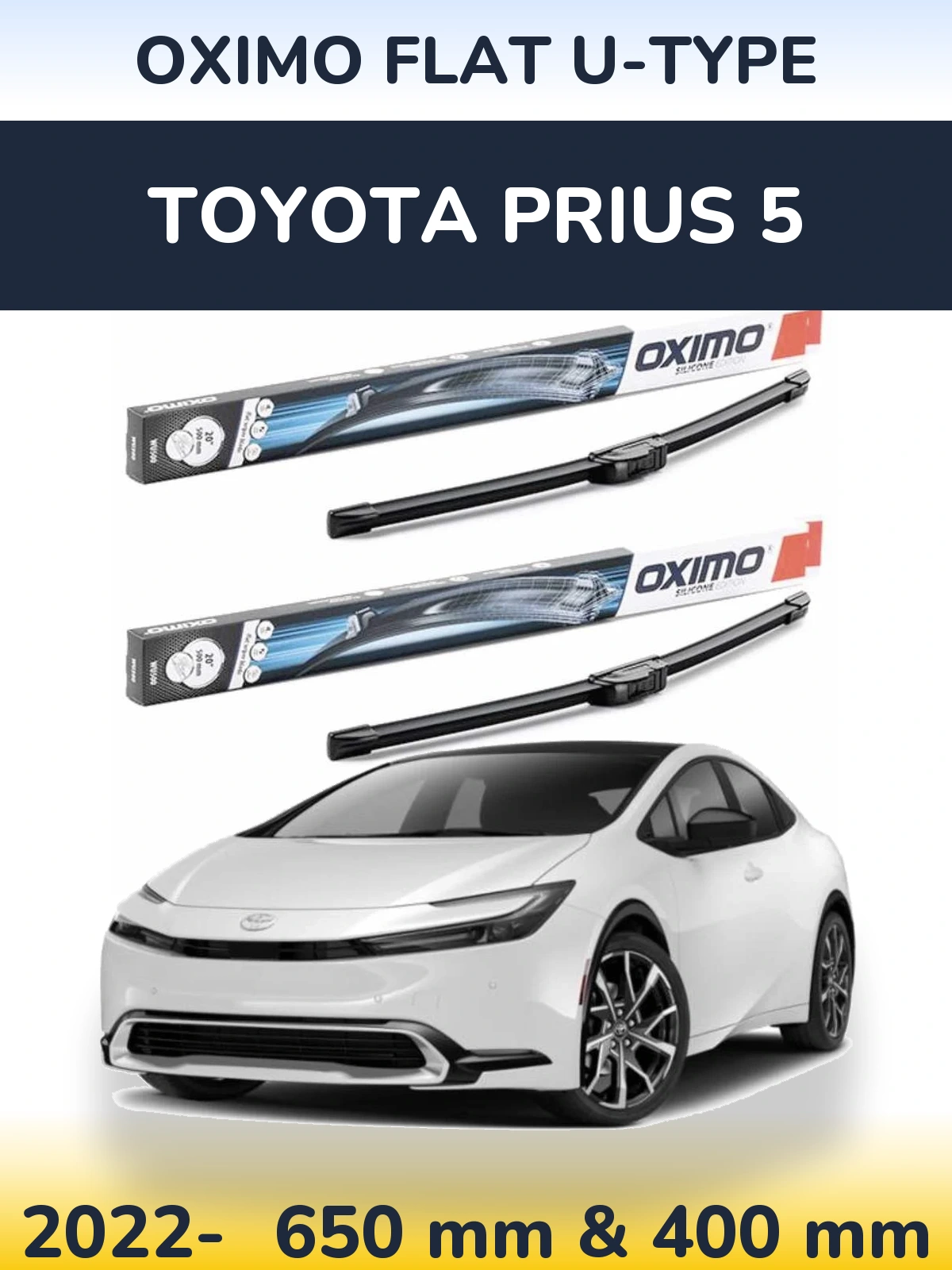 Komplet przednich wycieraczek Oximo Flat U-type 650 & 400 mm do Toyota Prius 5 2022-2026
