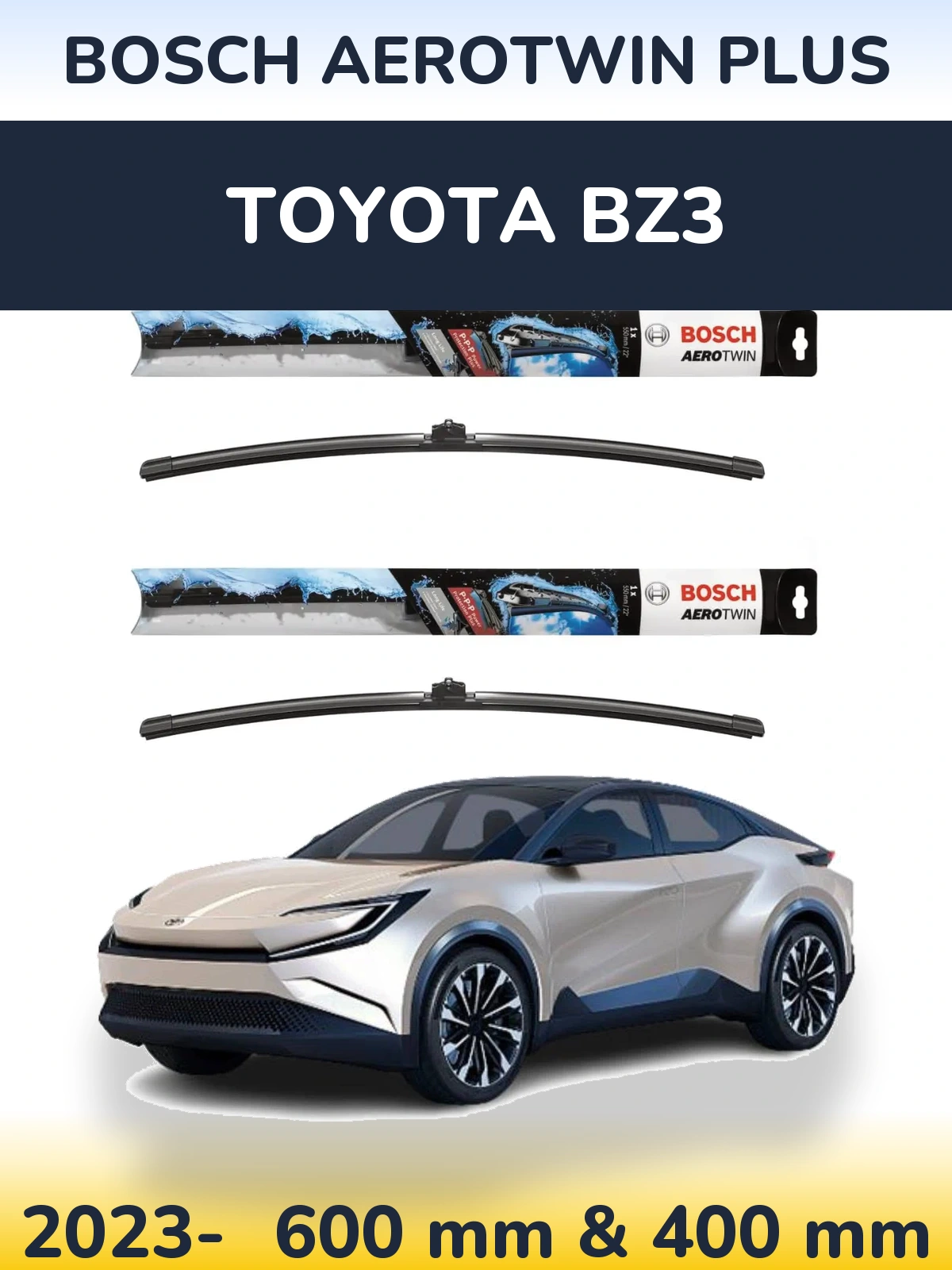Komplet przednich wycieraczek BOSCH AeroTwin Plus 600 & 400 mm do Toyota bZ3 2023-2026