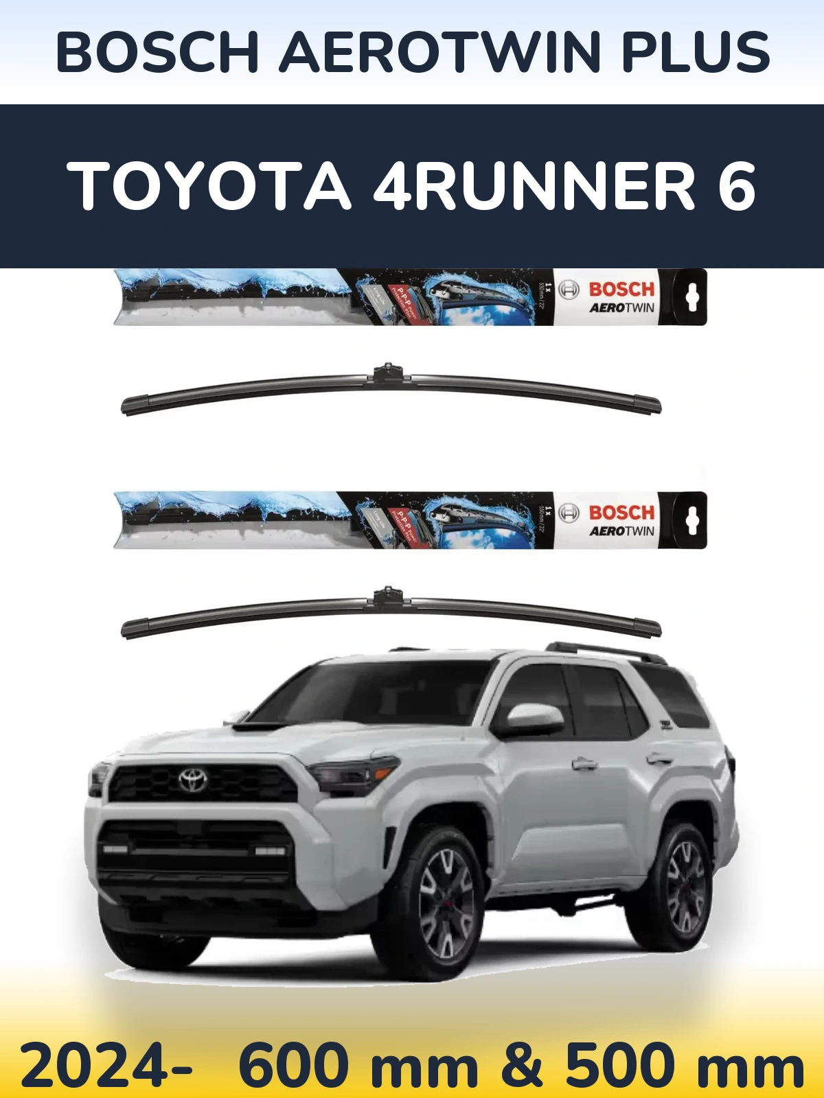 Komplet przednich wycieraczek BOSCH AeroTwin Plus 600 & 500 mm do Toyota 4Runner 6 2024-2026