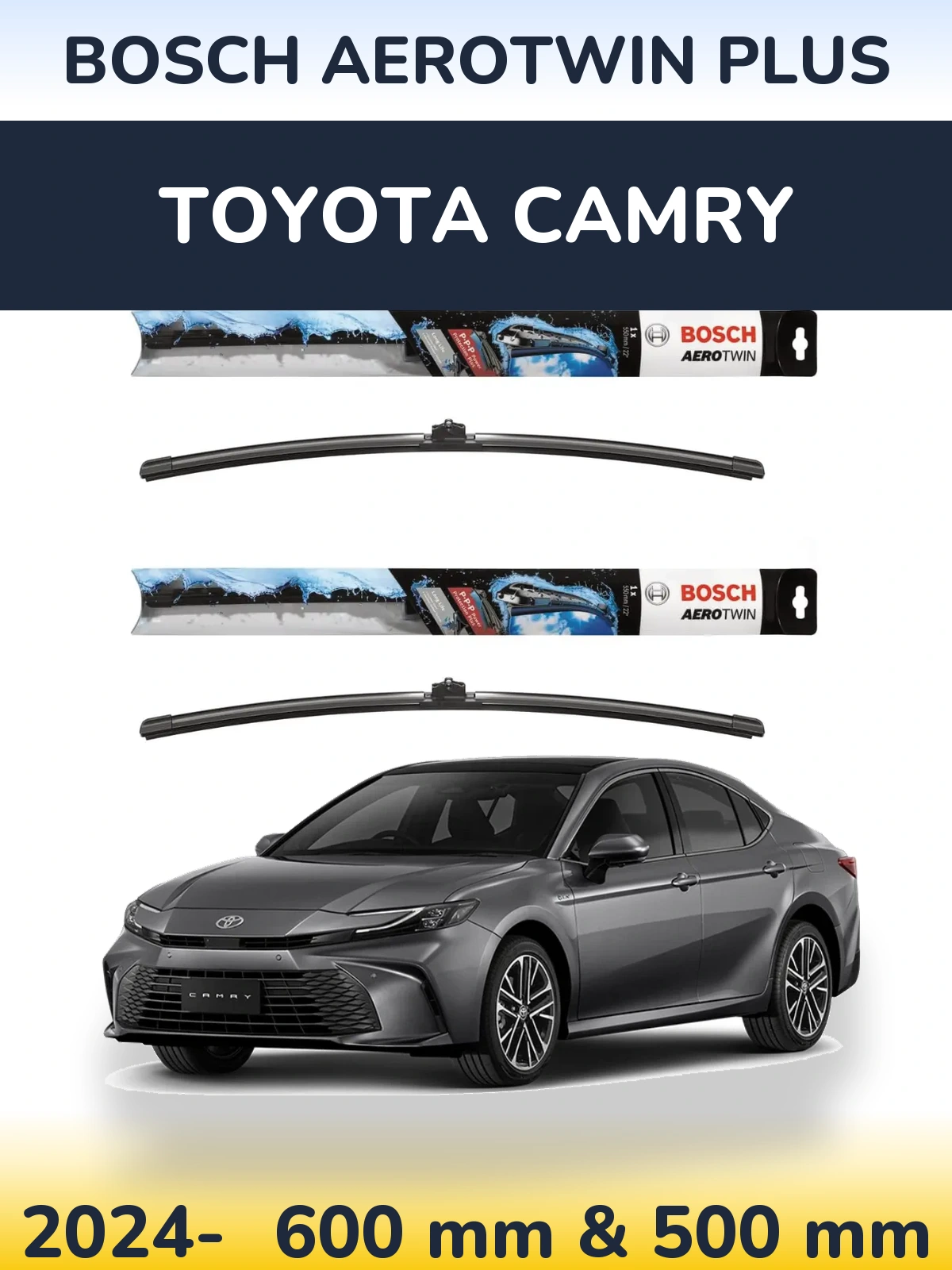 Komplet przednich wycieraczek BOSCH AeroTwin Plus 600 & 500 mm do Toyota Camry 2024-2026